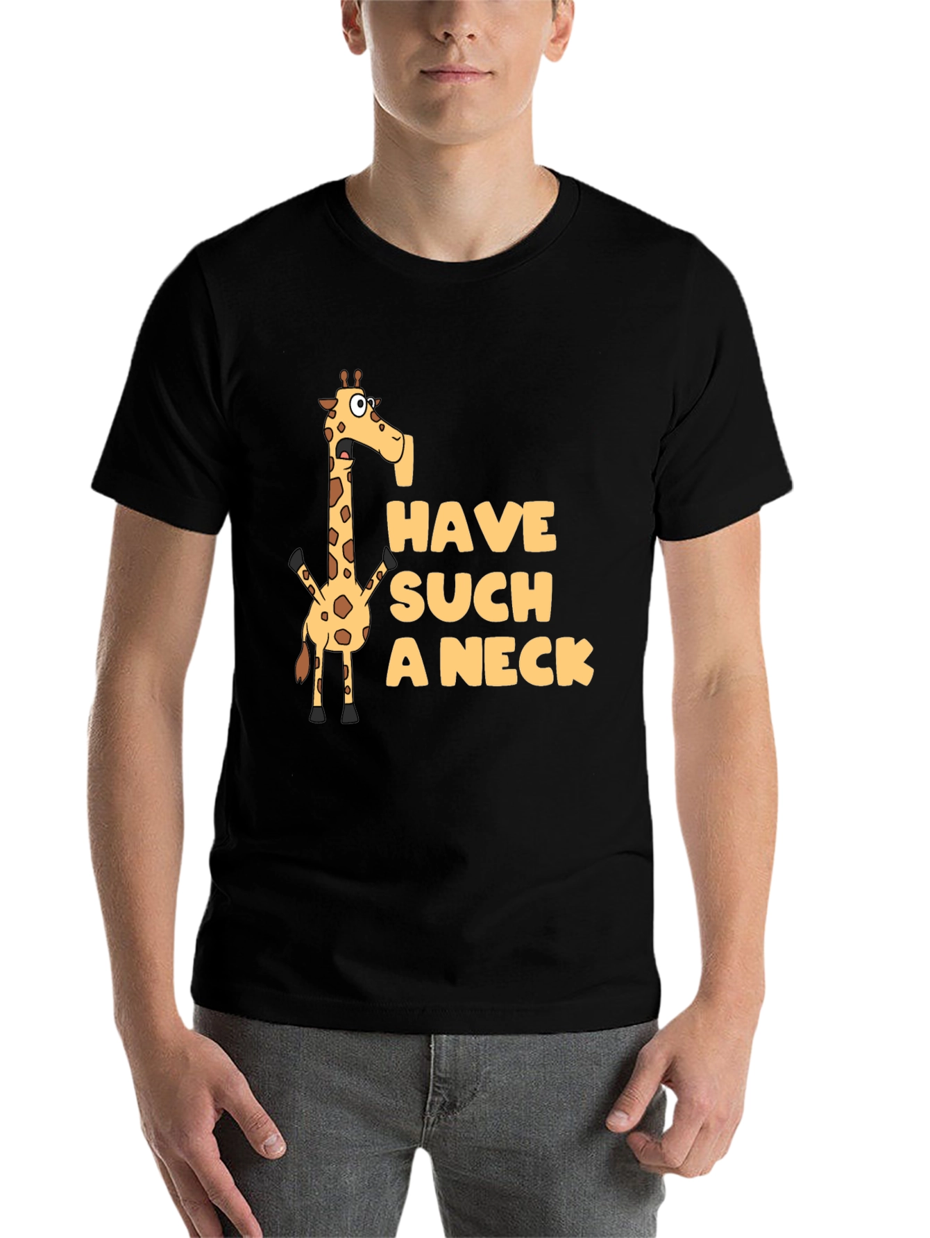 Black Funny Giraffe 'Have Such a Neck' Graphic Tee view 7
