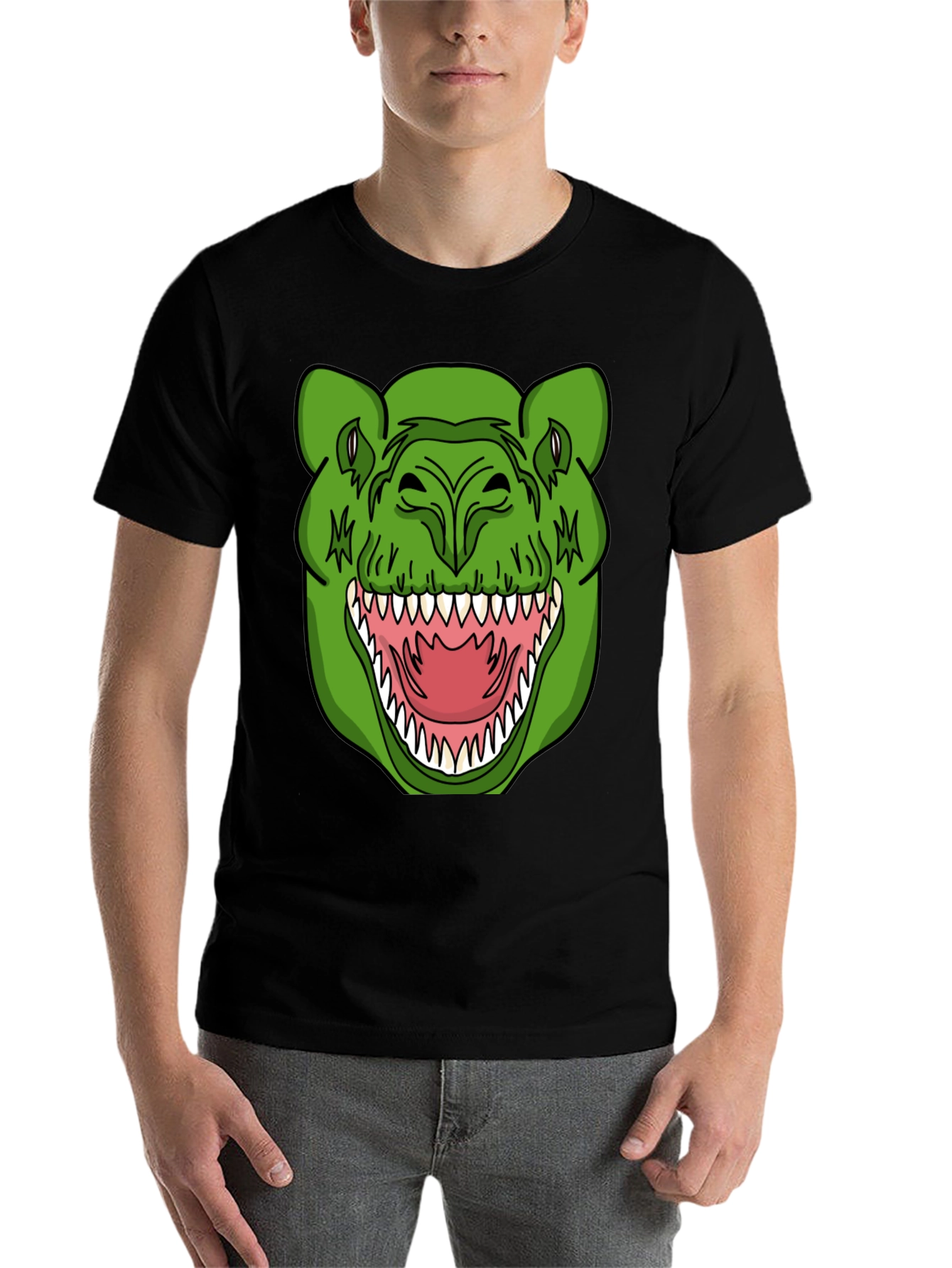 Black Dinosaur Graphic T-Shirt - Black Crew Neck Tee view 7