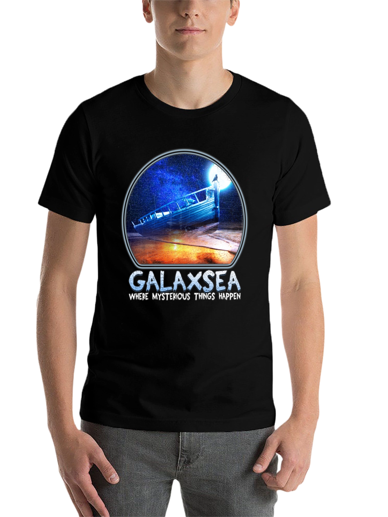Black Galaxsea Graphic T-Shirt - Mysterious Design view 7