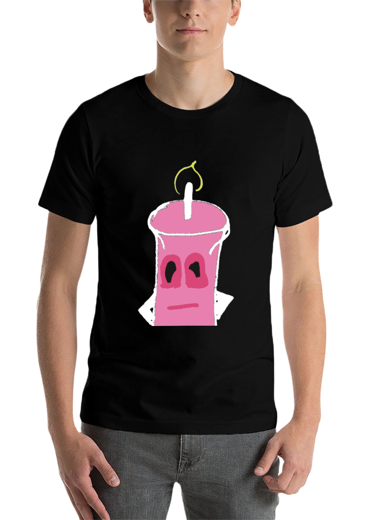 Black Sad Candle T-Shirt - Unique Graphic Tee view 7