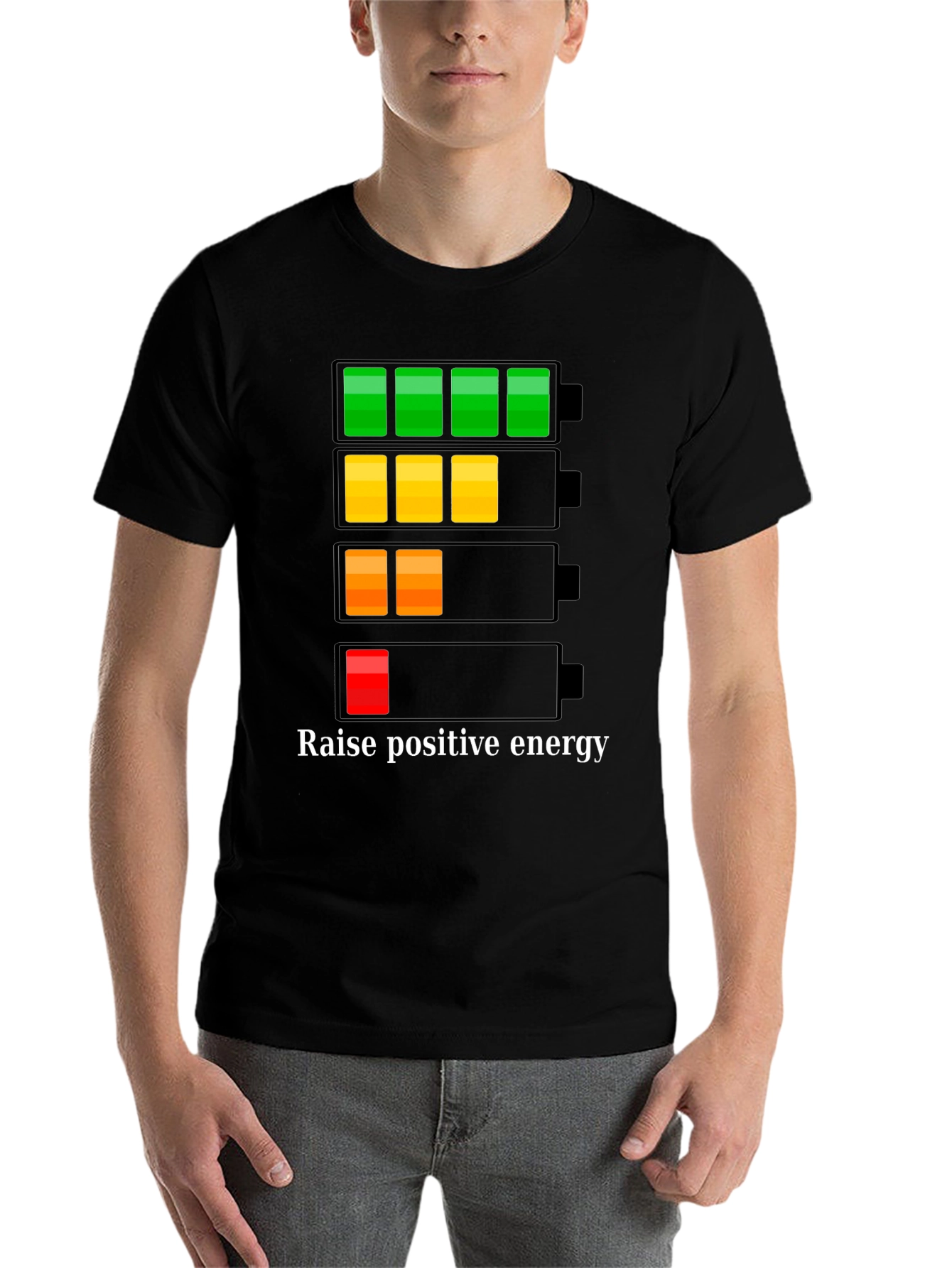 Black Raise Positive Energy T-Shirt - Battery Level Graphic view 7