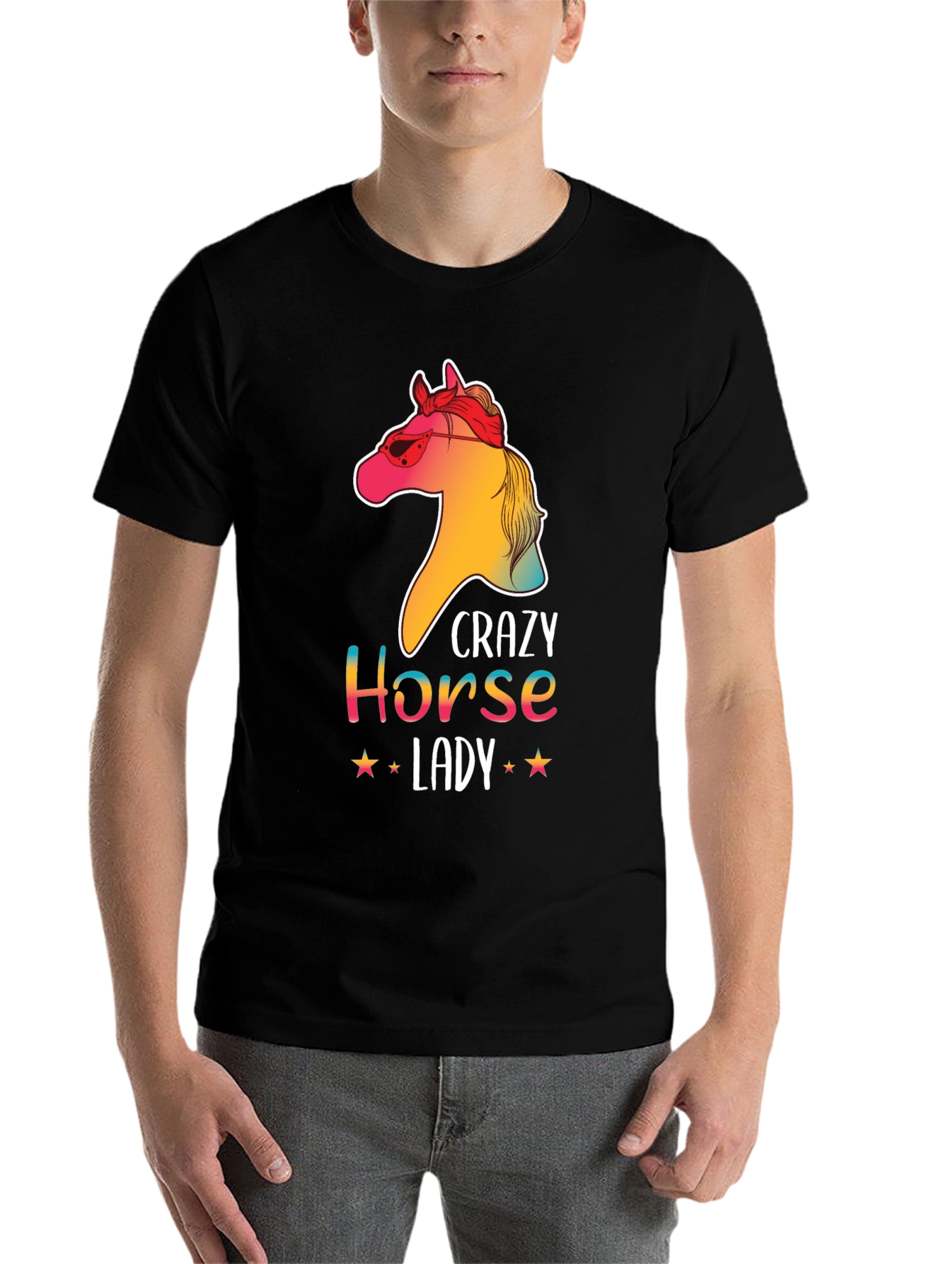 Black Crazy Horse Lady Graphic T-Shirt - Unisex Tee view 7