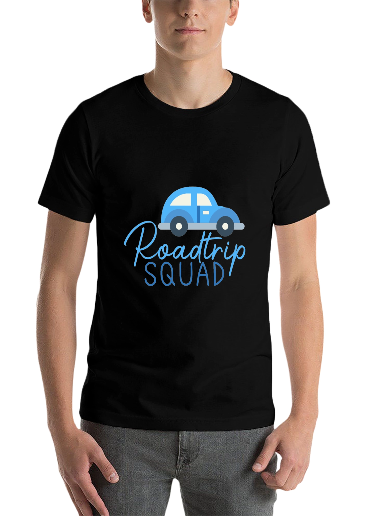 Black Roadtrip Squad Graphic Tee - Black Cotton T-Shirt view 7