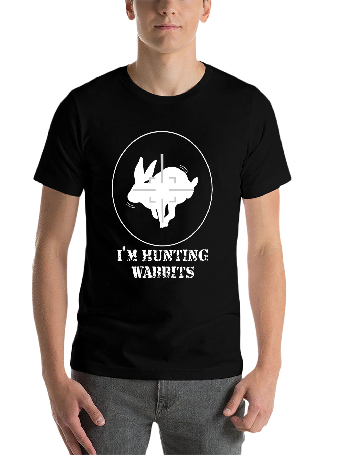 Black I'm Hunting Wabbits T-Shirt view 7