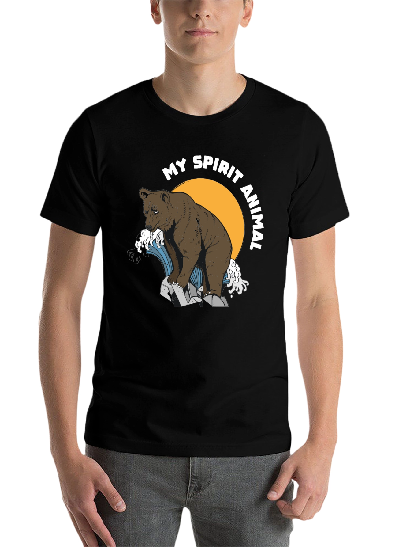 Black Bear Spirit Animal Graphic T-Shirt view 7