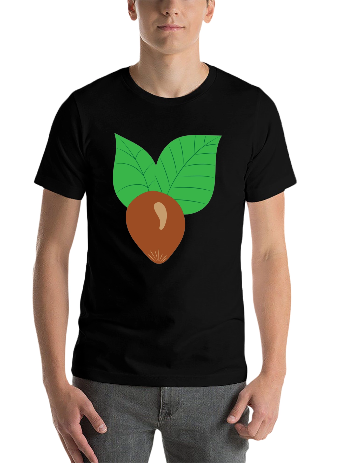 Black Nut & Leaf Graphic T-Shirt - Black view 7