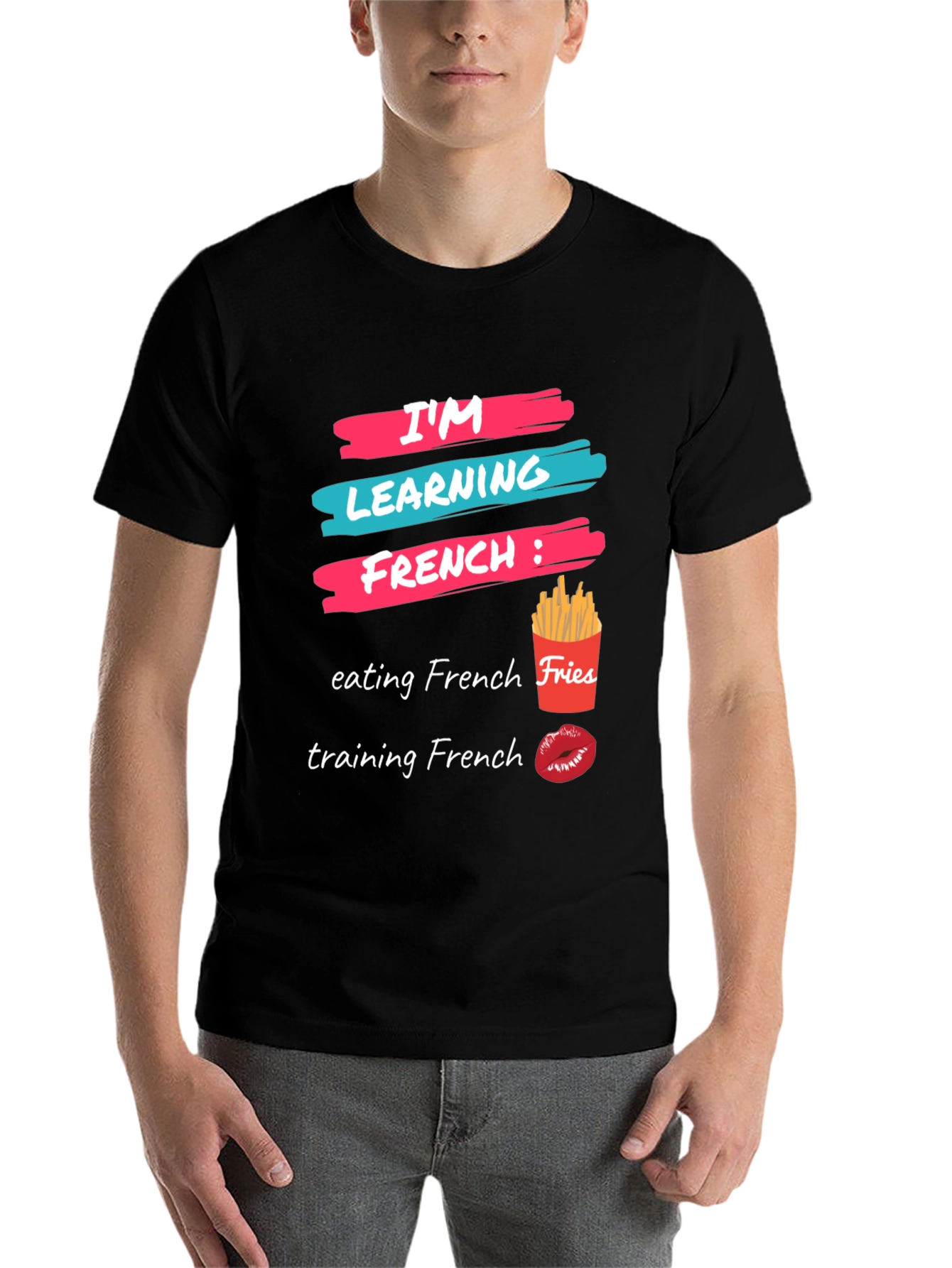 Black I'm Learning French T-Shirt view 7