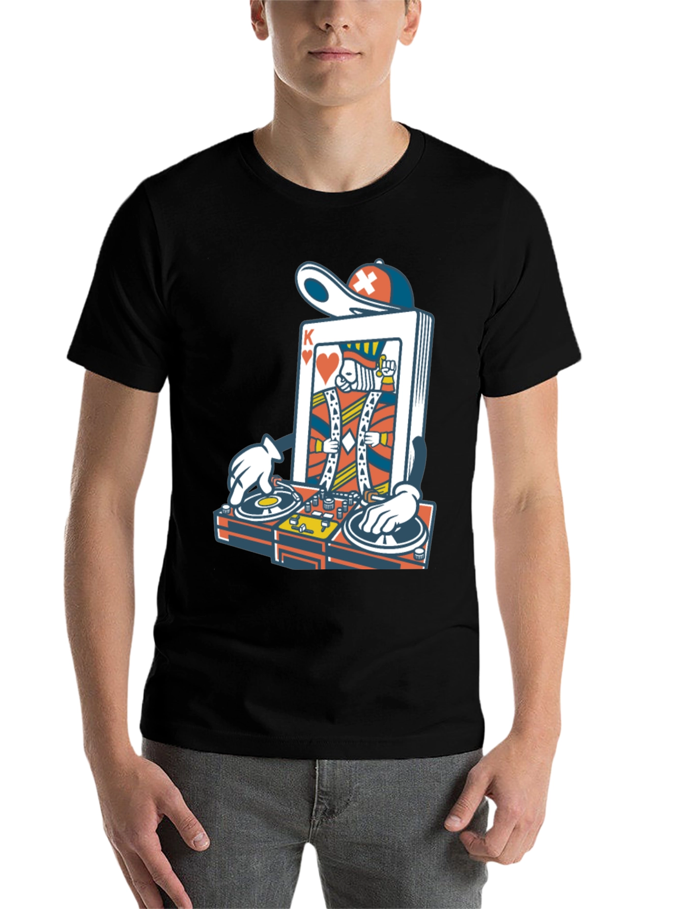 Black King of Hearts DJ Graphic T-Shirt view 7