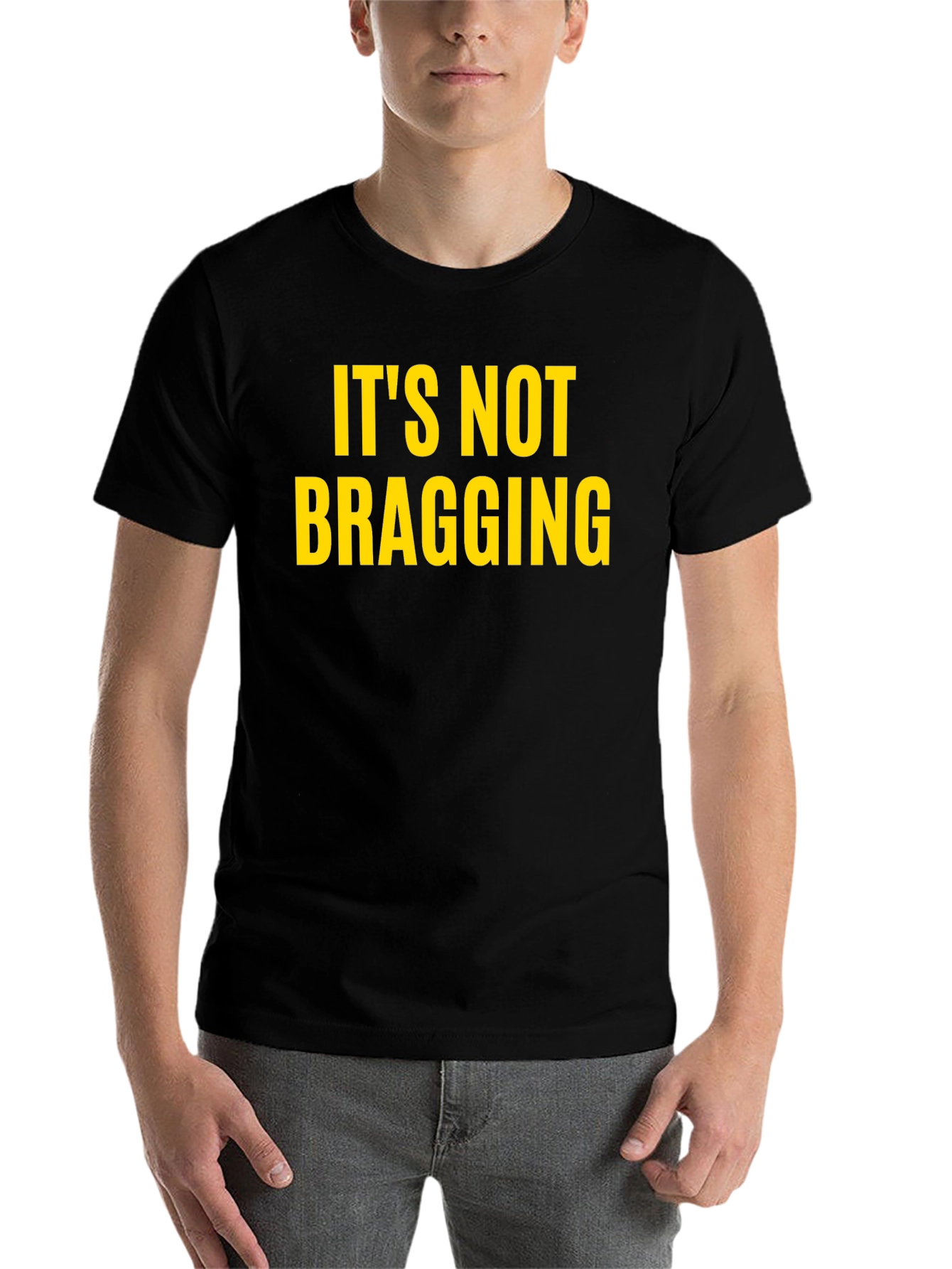 Black It's Not Bragging Crew Neck T-Shirt view 7