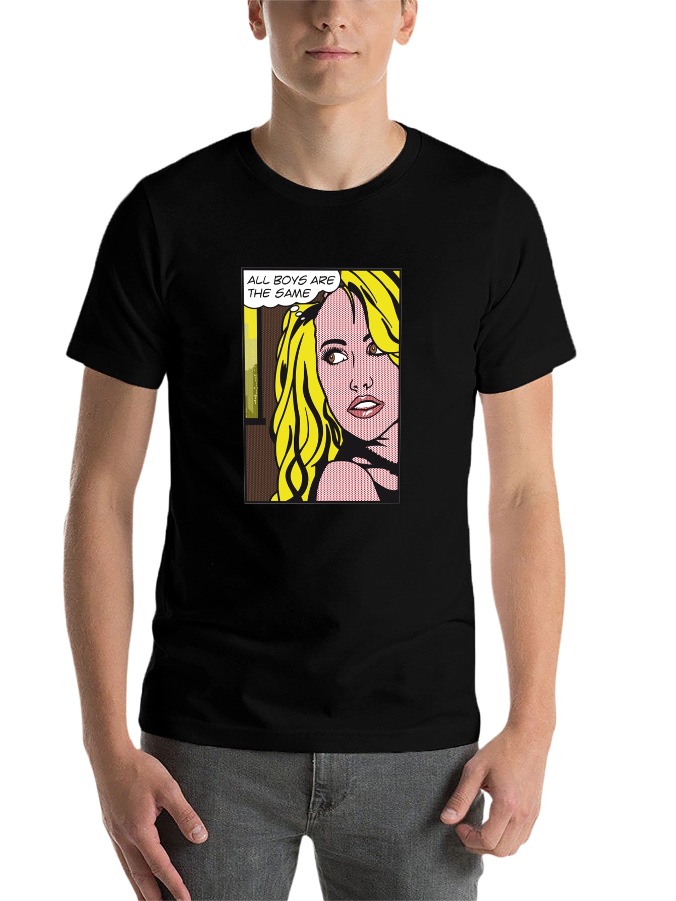 Black Pop Art Graphic T-Shirt - All Boys Are The Same view 7