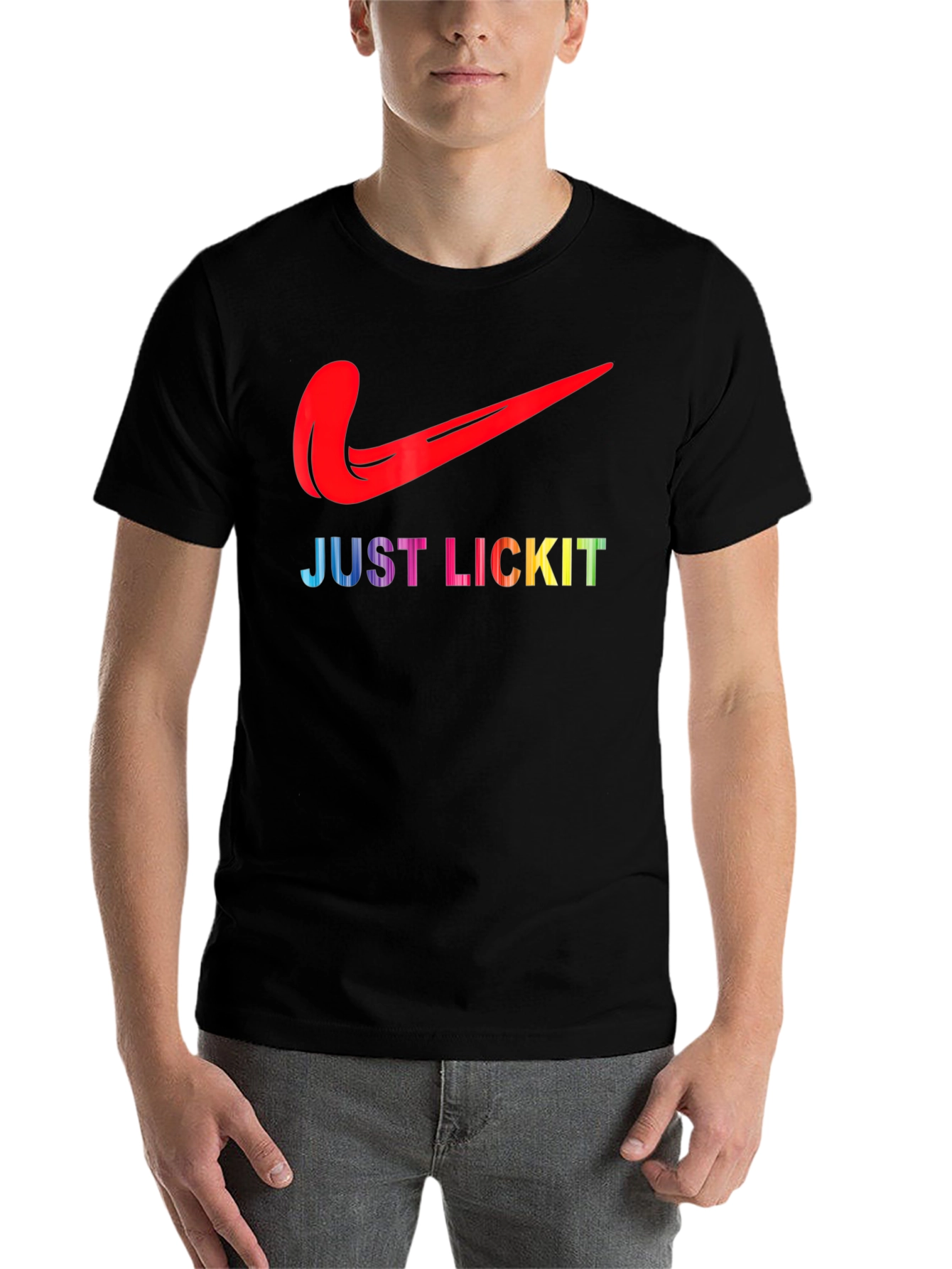 Black Just Lick It Tongue Logo Graphic Tee view 7