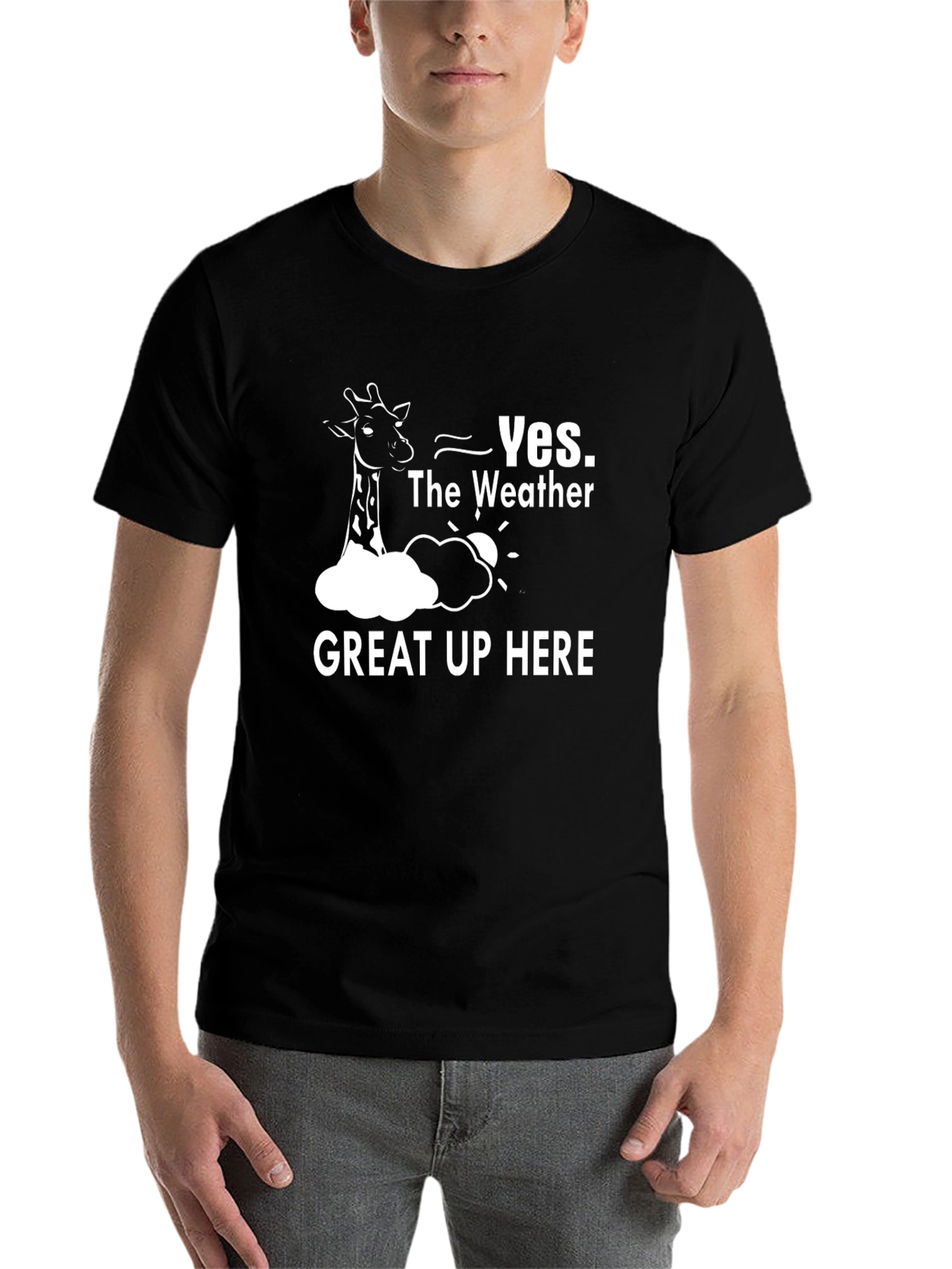 Black Giraffe Weather Humor T-Shirt - Great Up Here! view 7