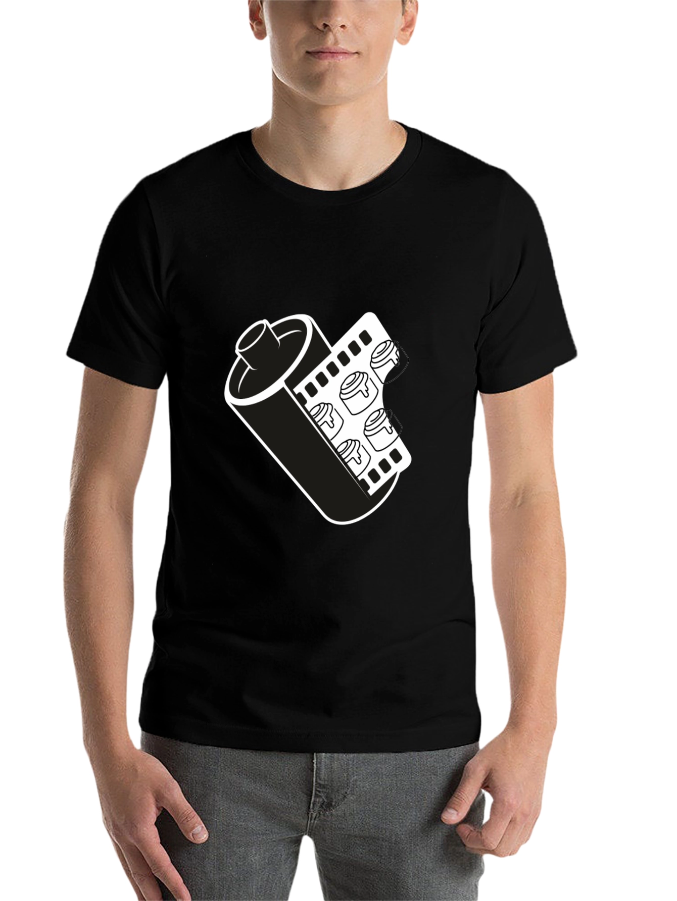 Black Retro Film Roll T-Shirt - Classic Photography Tee view 7