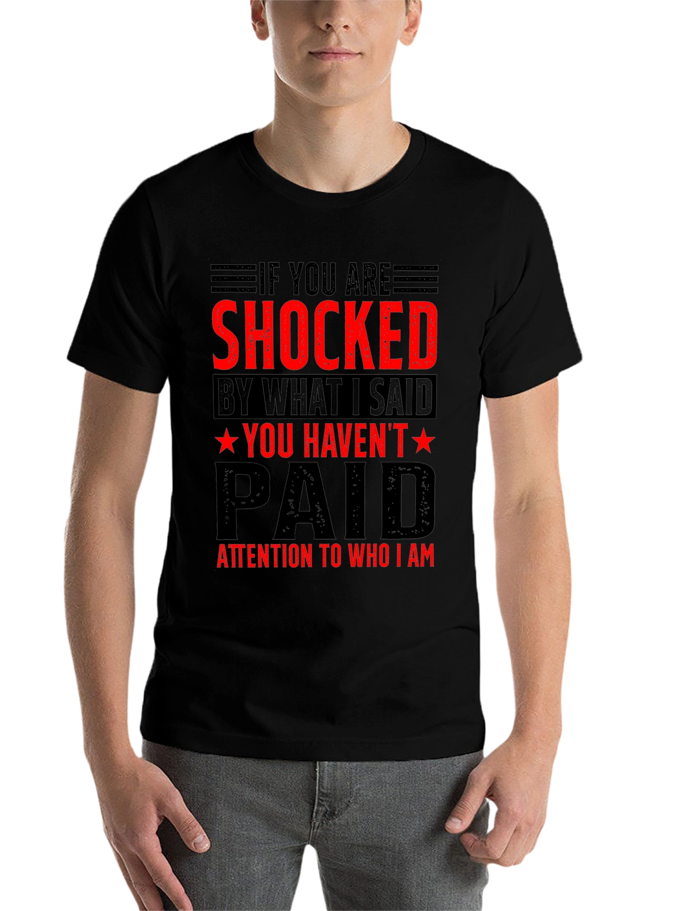 Black Shocked T-Shirt - Bold Statement Tee view 7