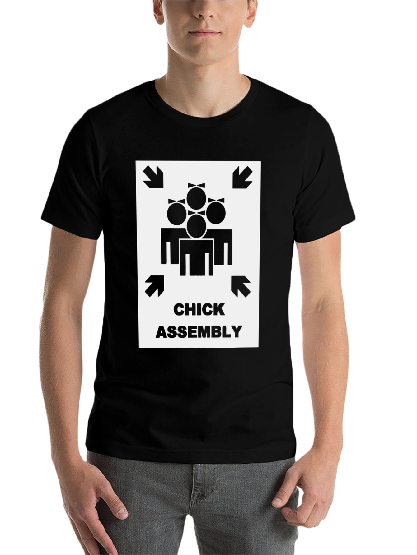 Black Chick Assembly Funny Graphic T-Shirt view 7