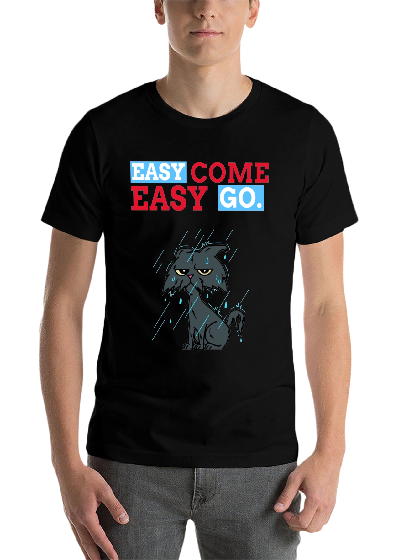 Black Easy Come Easy Go Grumpy Cat T-Shirt view 7