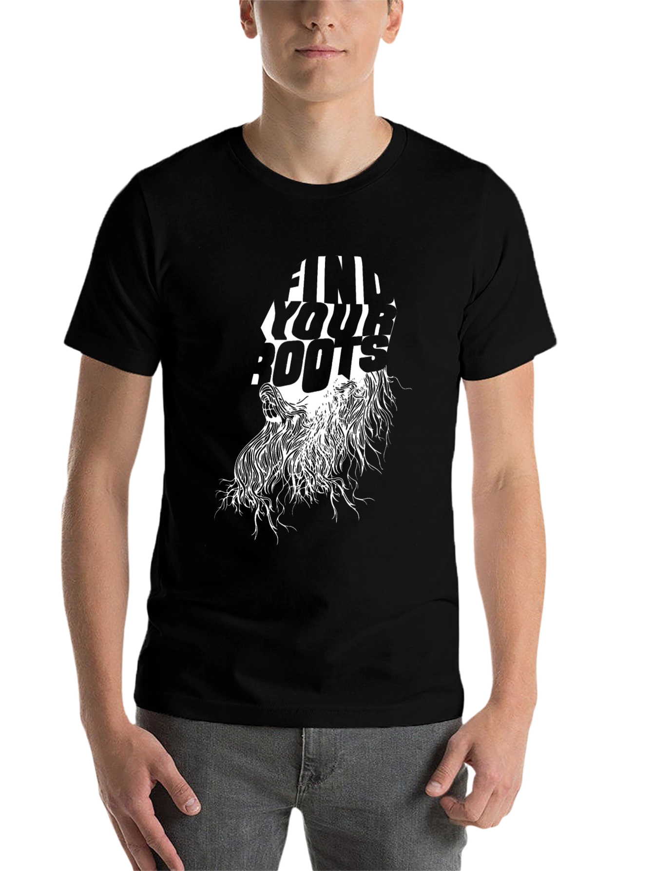 Black Find Your Roots Graphic Tee - Black Unisex T-Shirt view 7