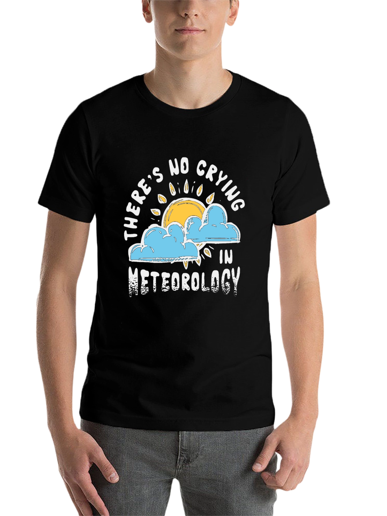 Black Funny Meteorology T-Shirt - No Crying in Meteorology view 7