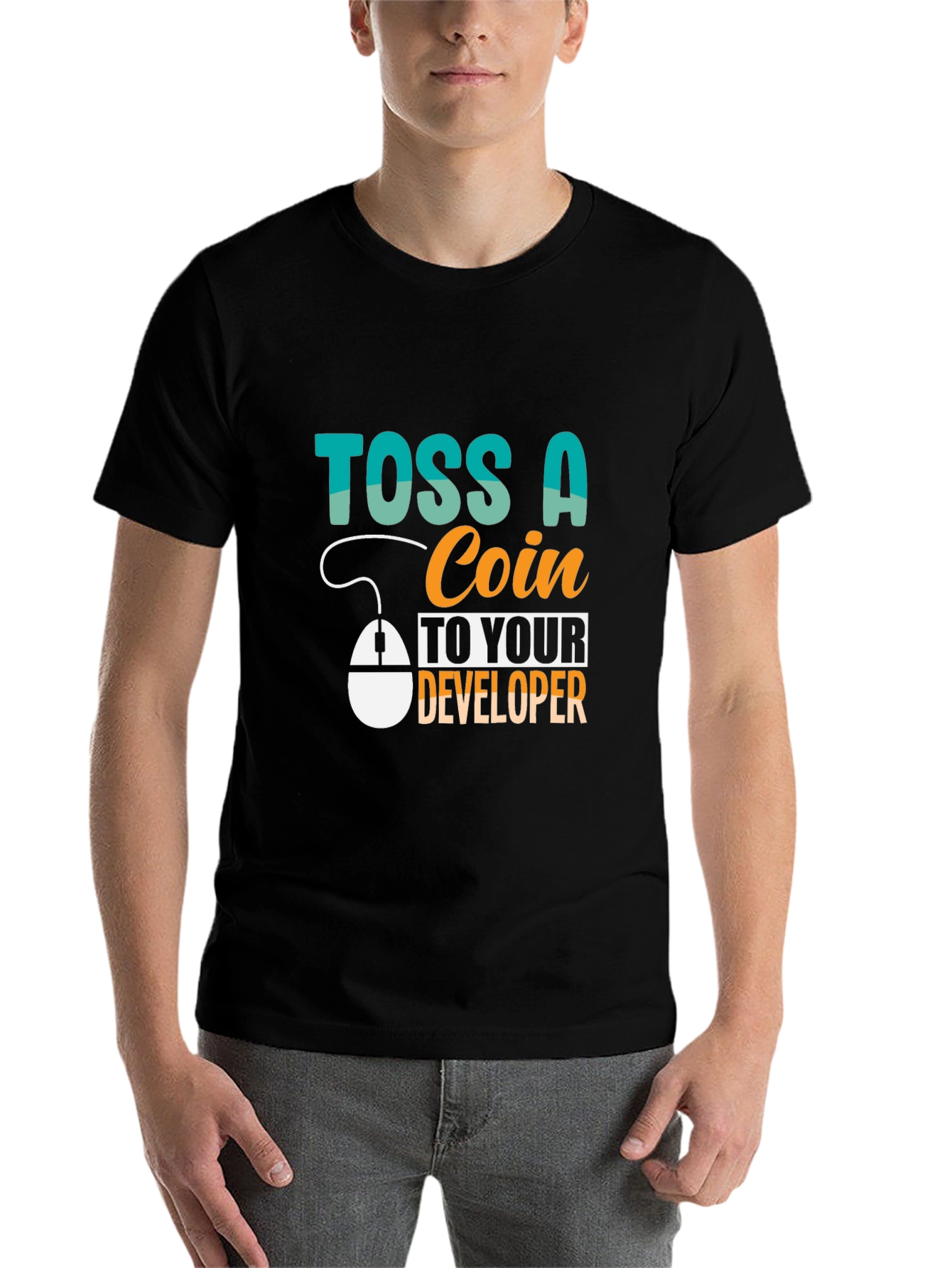 Black Toss a Coin to Your Developer T-Shirt view 7