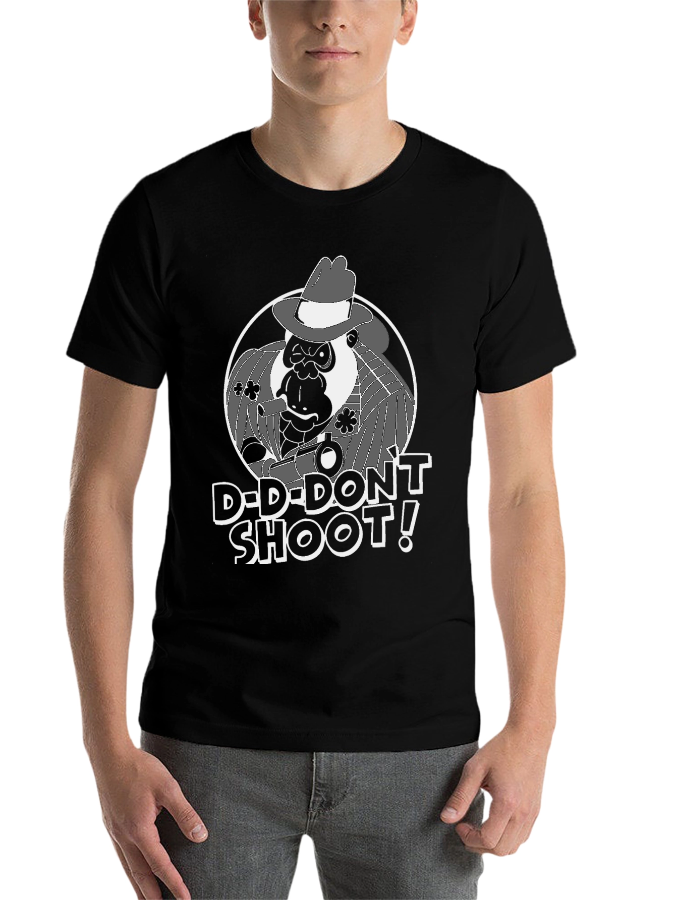 Black Gorilla Gangster Graphic Tee - "D-D-Don't Shoot!" T-Shirt view 7
