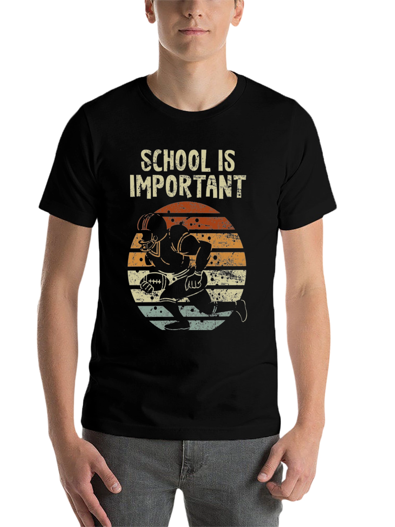 Black School is Important Football Graphic Tee view 7
