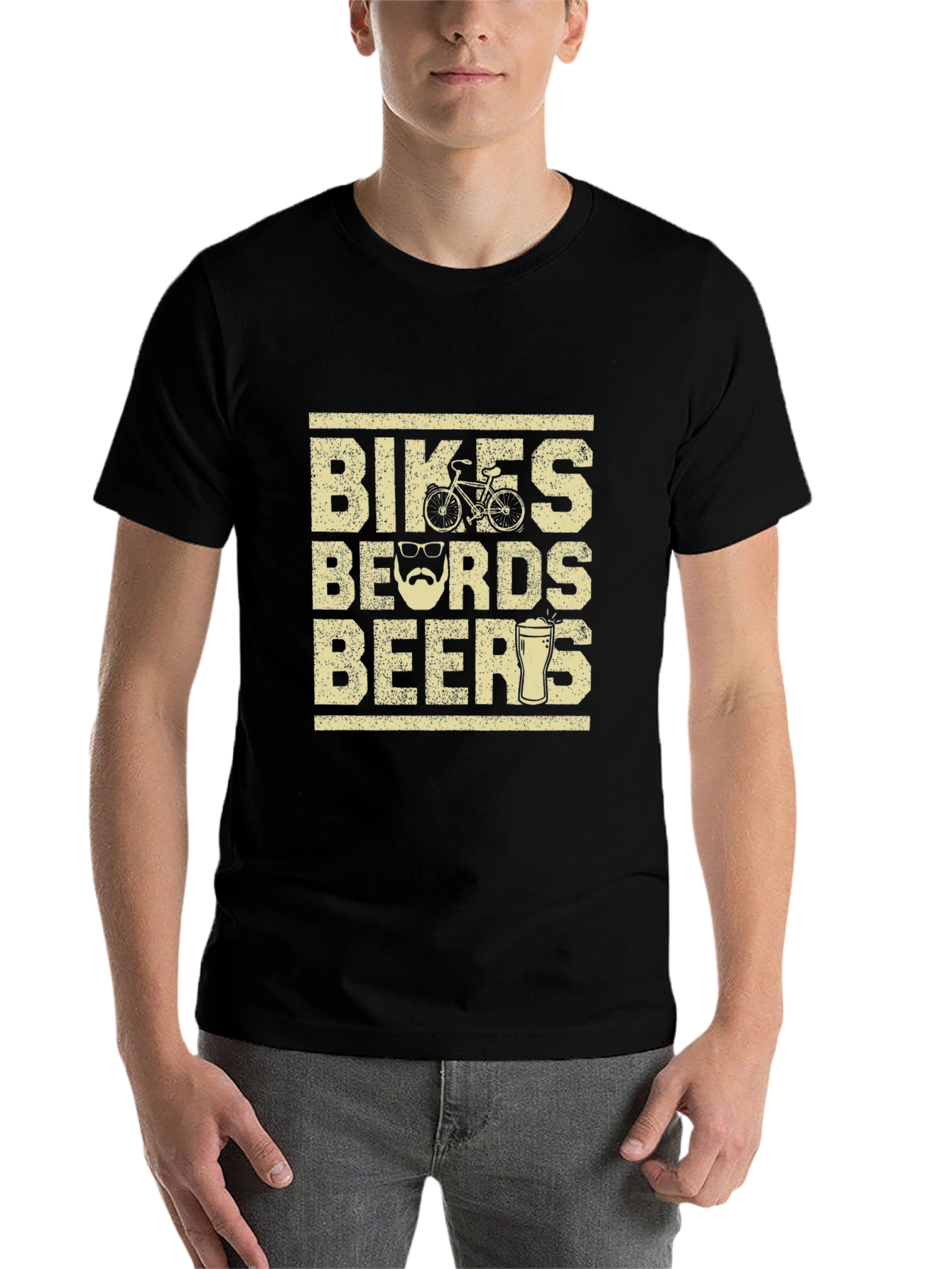 Black Bikes Beards Beers Graphic Tee - Perfect for Cycling & Brew Lovers view 7