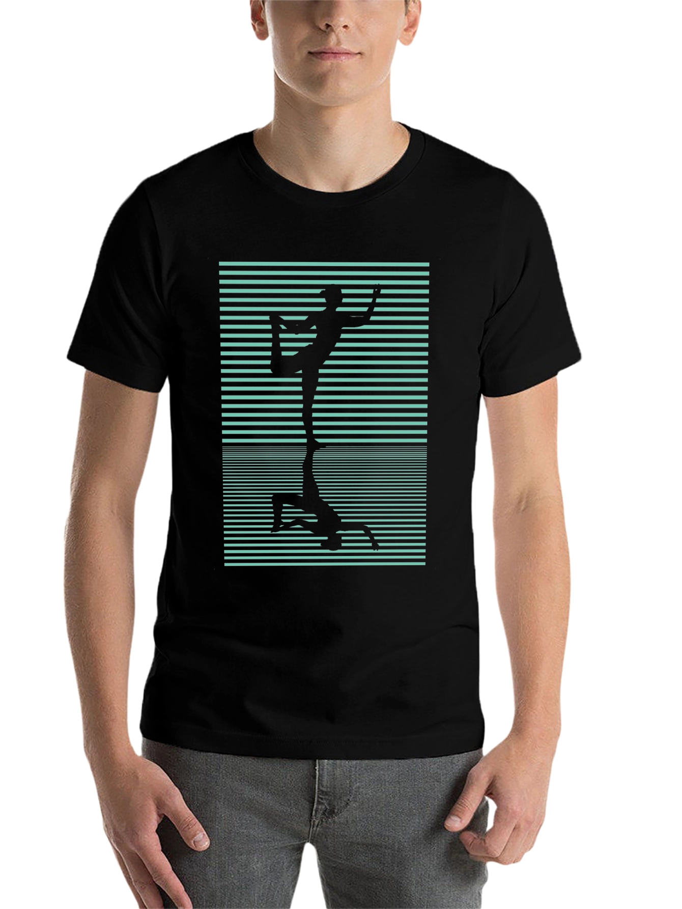 Black Yoga Reflection Graphic Tee - Black Cotton view 7