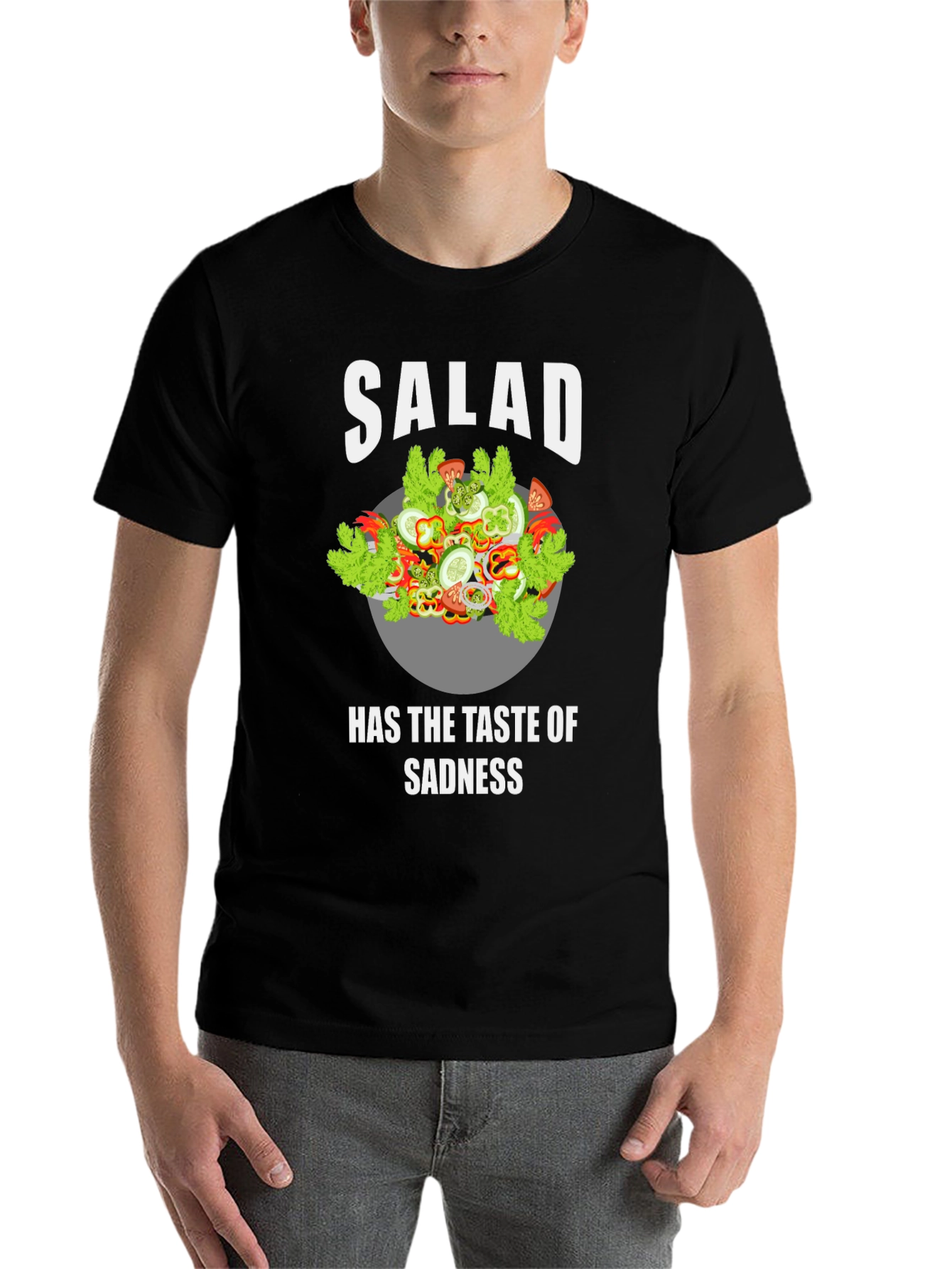 Black Salad Taste of Sadness Graphic T-Shirt - Funny Tee view 7