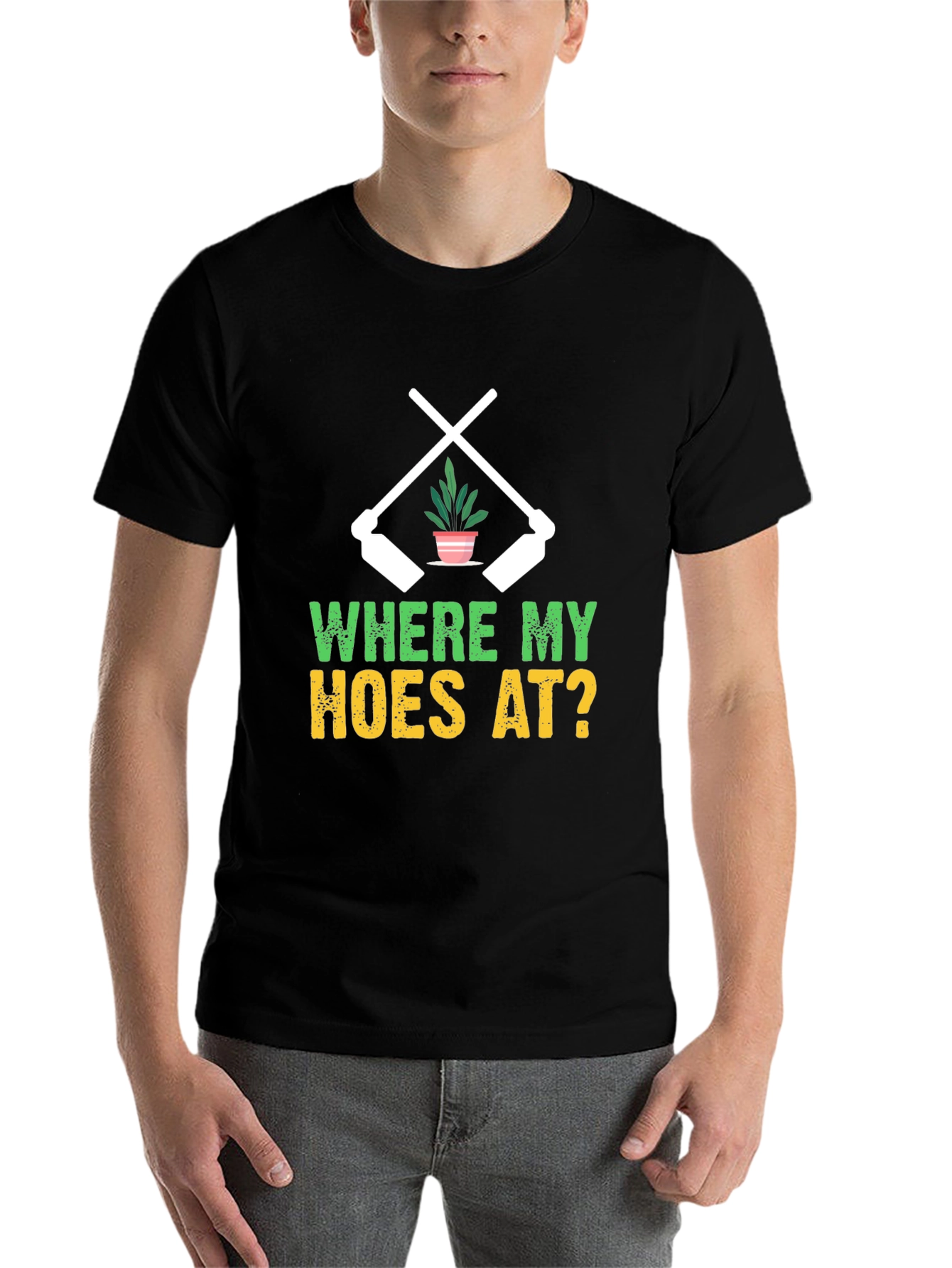 Black Where My Hoes At? Gardening T-Shirt view 7