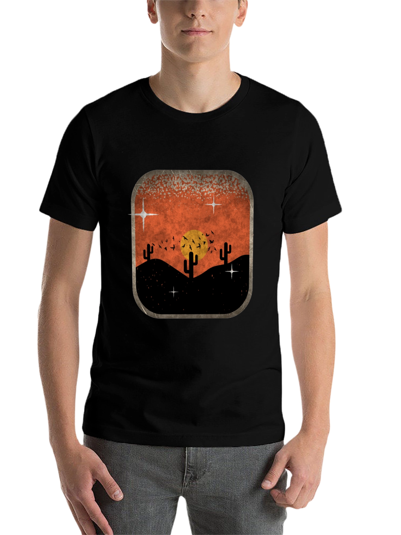 Black Retro Desert Sunset Graphic Tee - Classic Black view 7
