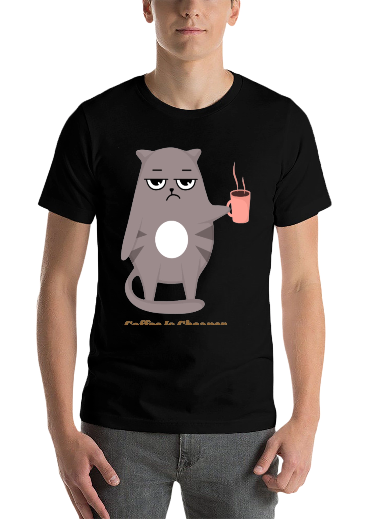 Black Coffee is Cheaper T-Shirt - Grumpy Cat Design view 7