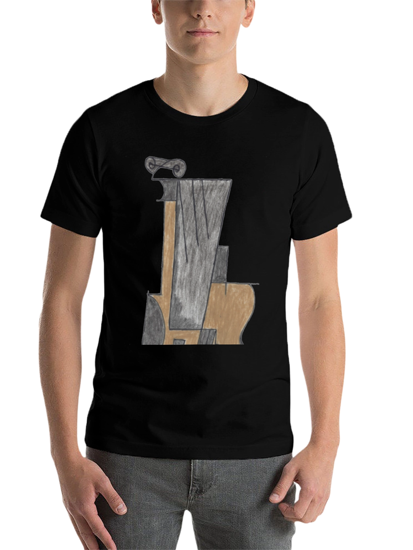 Black Abstract Guitar Graphic T-Shirt view 7