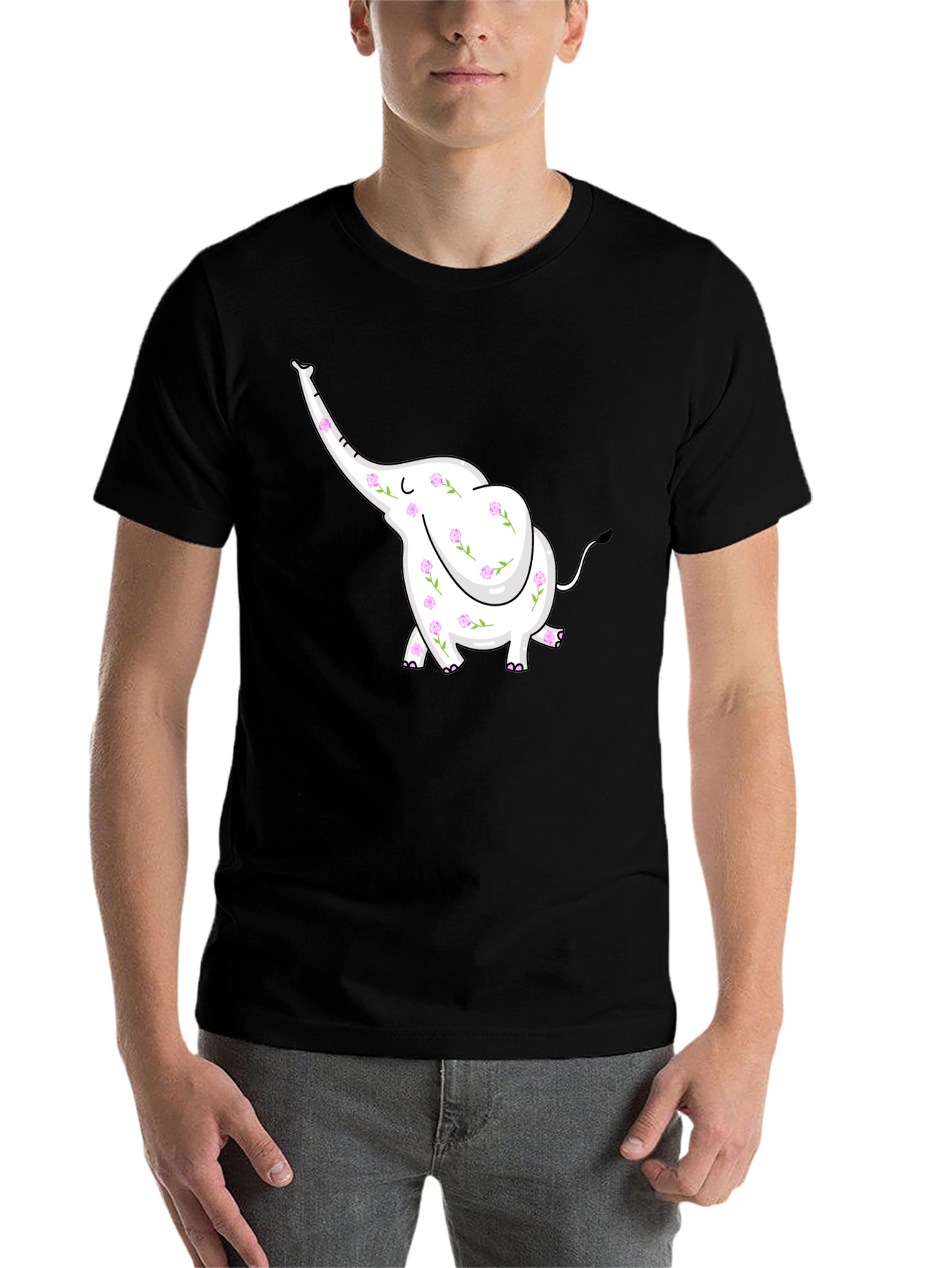 Black Floral Elephant Graphic Tee view 7