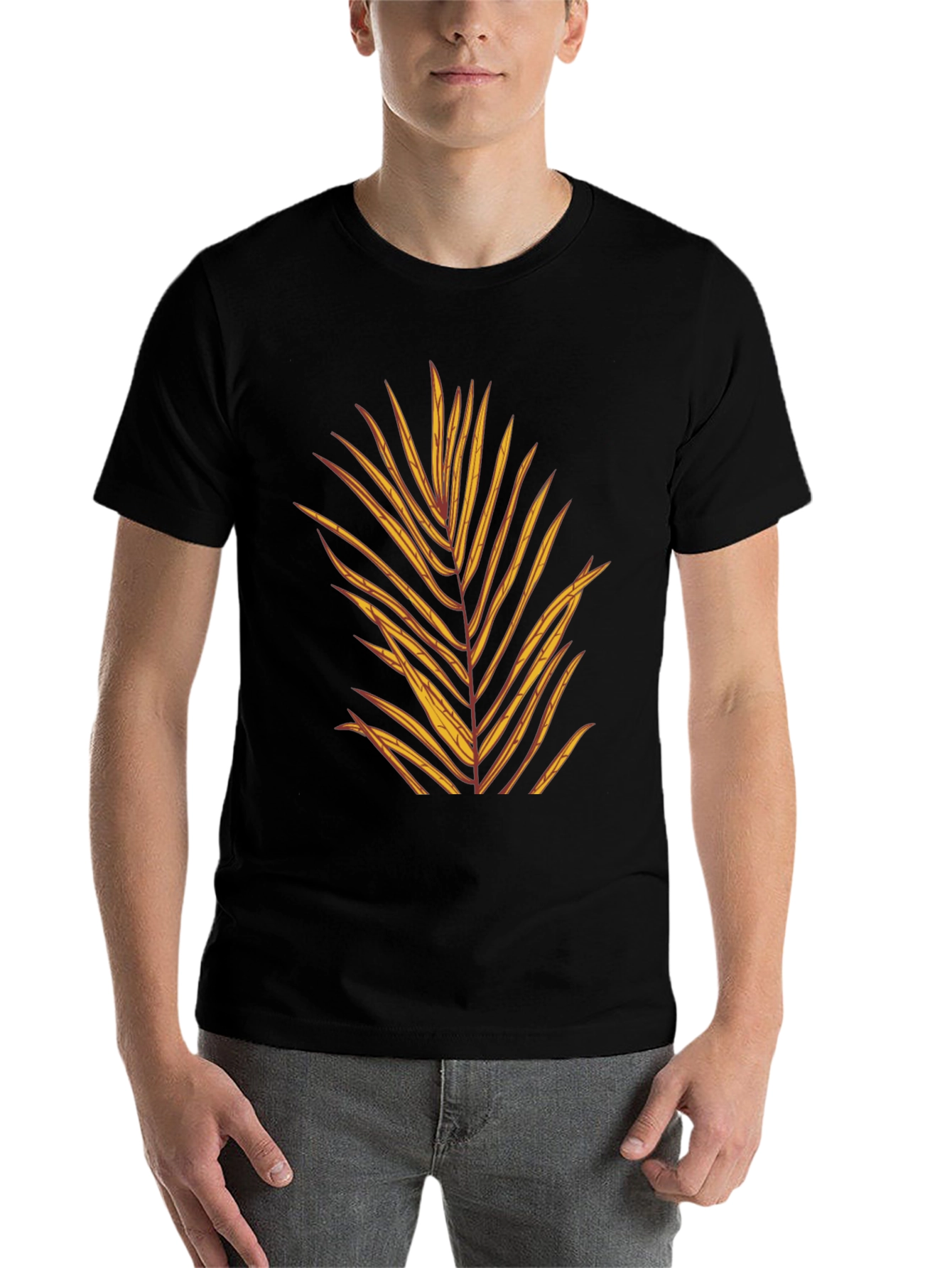 Black Tropical Leaf Graphic Tee - Men's Black T-Shirt view 7