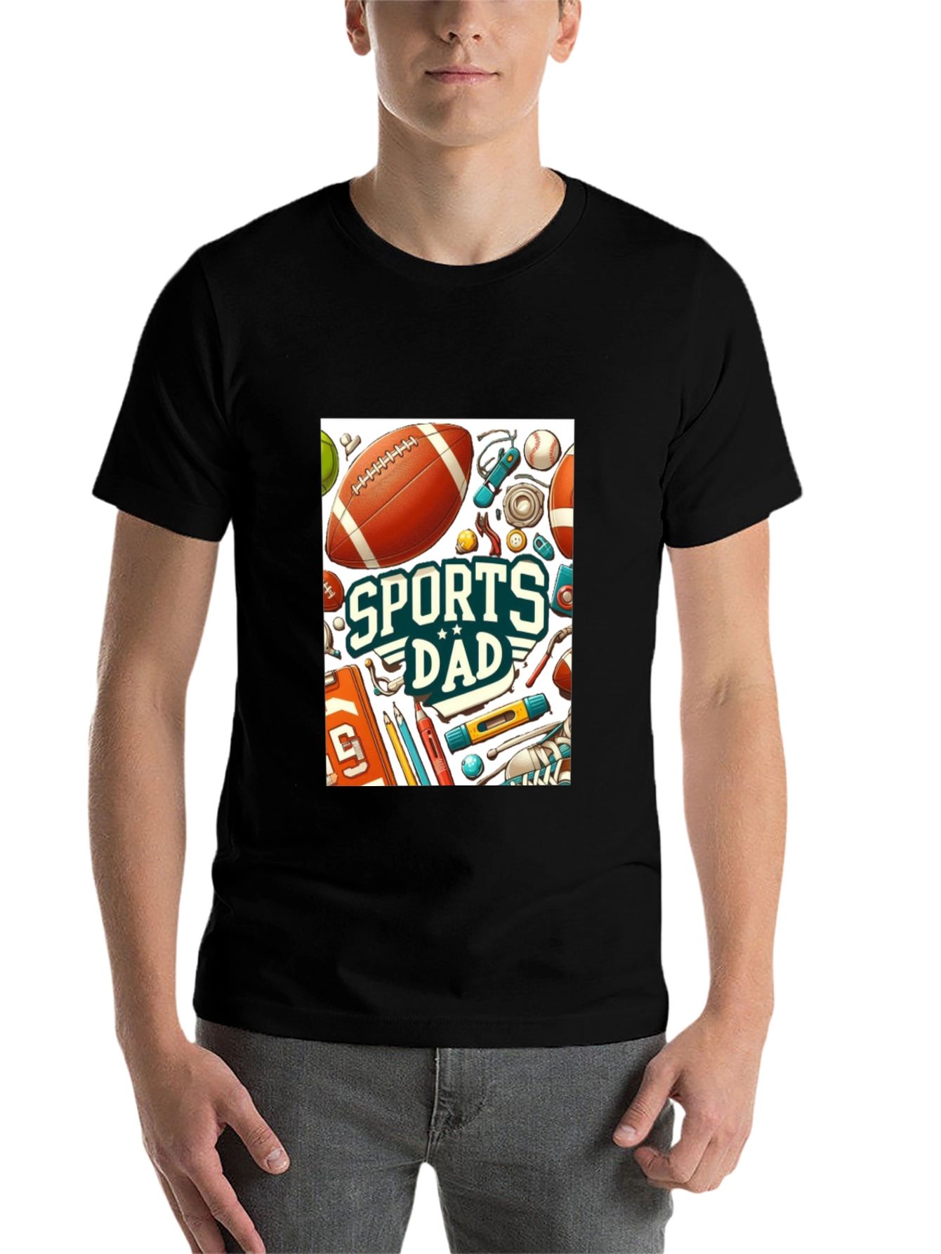 Black Sports Dad Graphic Tee - Perfect Gift for Sporty Dads! view 7