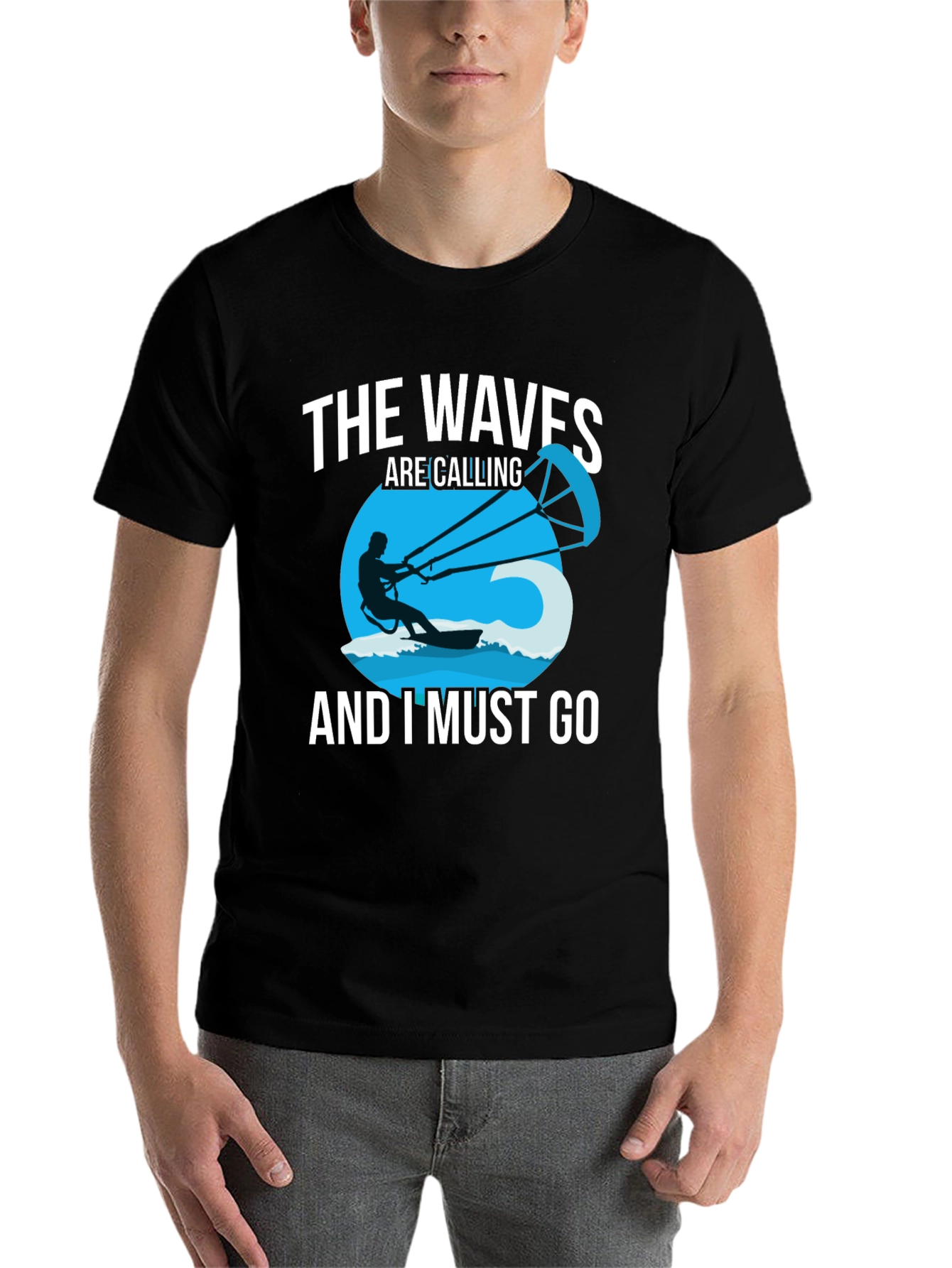 Black The Waves Are Calling Men's Graphic Tee view 7