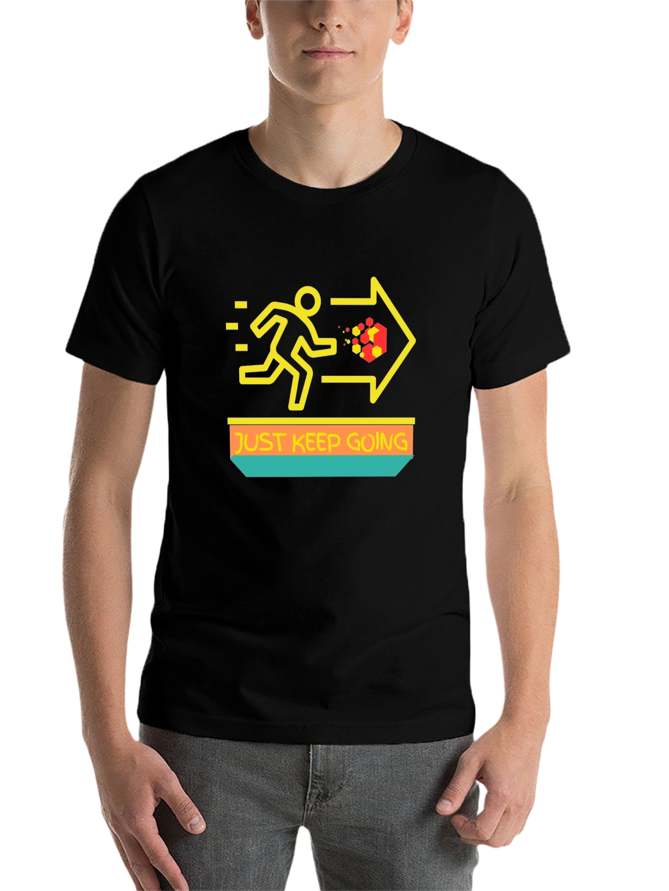 Black Just Keep Going T-Shirt - Motivational Graphic Tee view 7