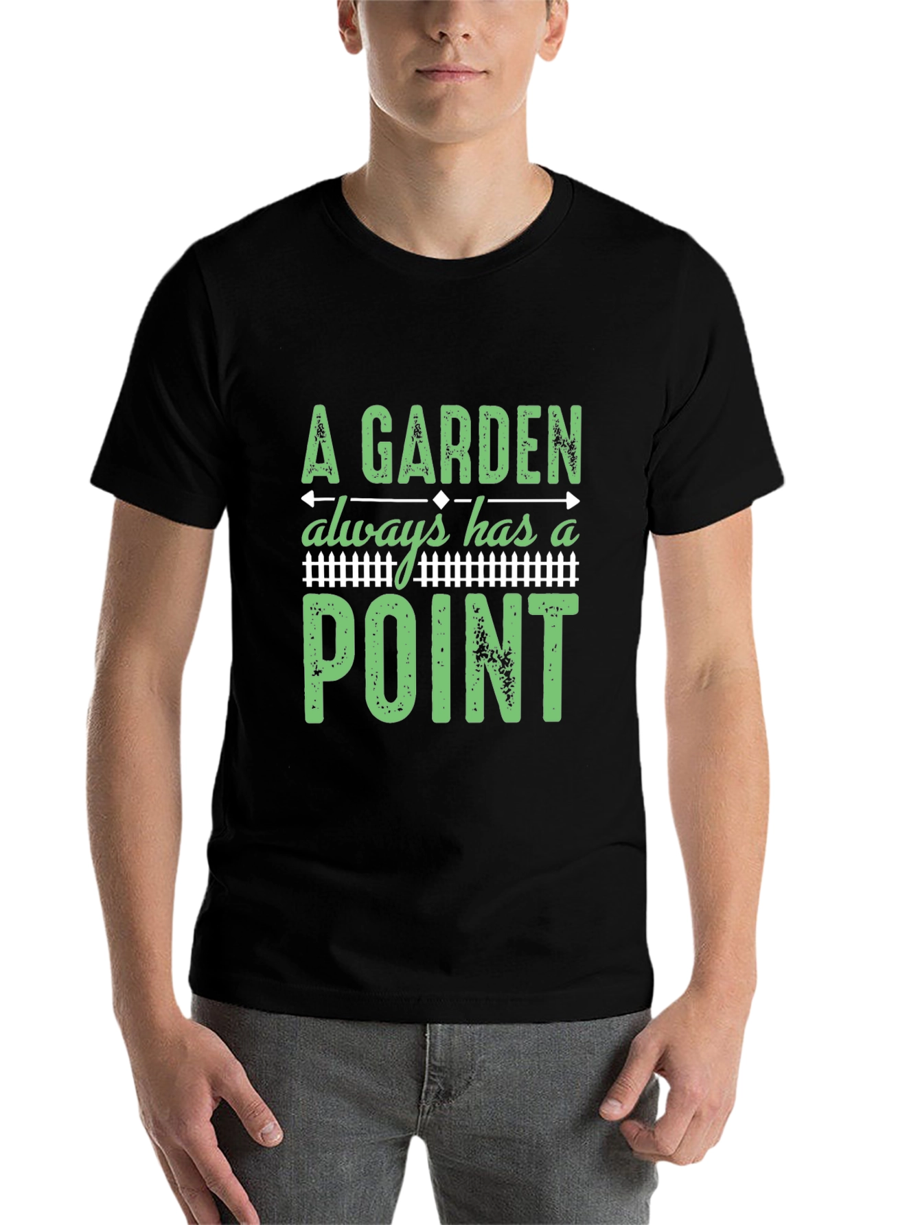 Black A Garden Always Has a Point T-Shirt view 7