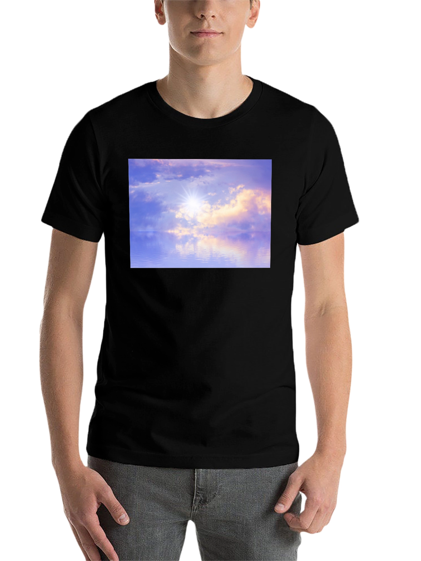 Black Sunset Reflections Graphic Tee - Soft Black Cotton view 7