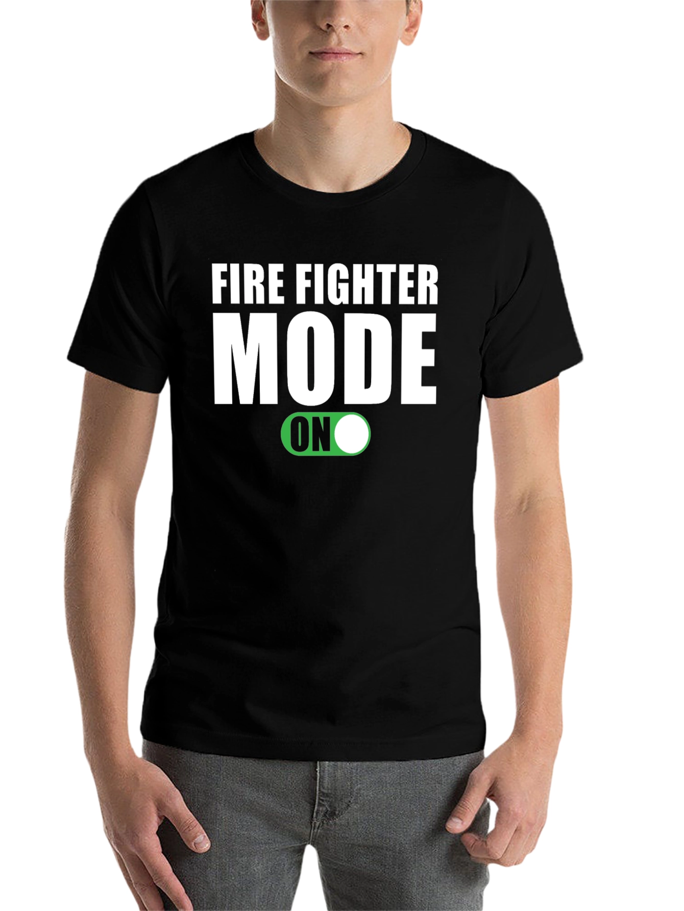 Black Firefighter Mode ON Graphic Tee view 7