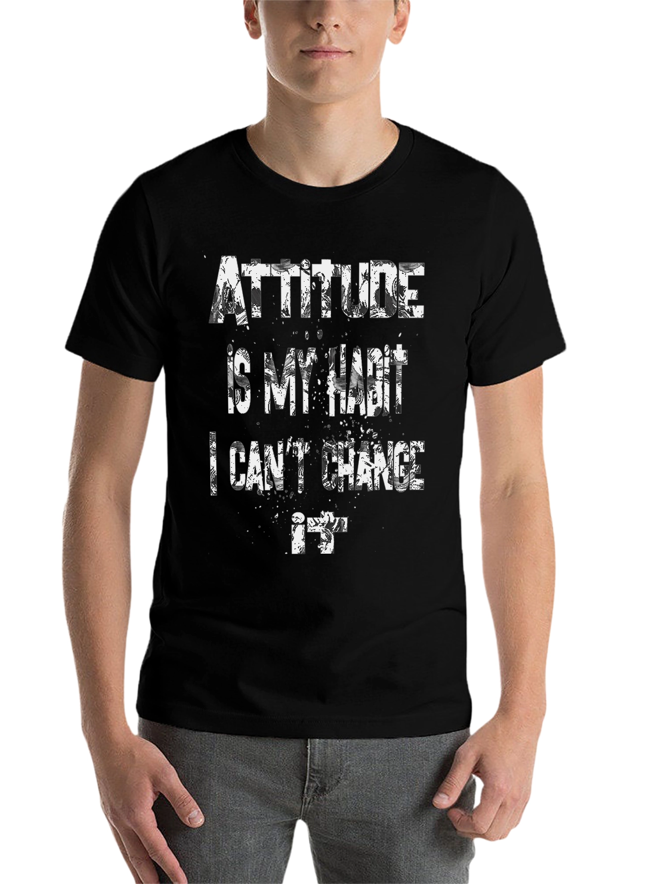 Black Attitude Is My Habit Graphic Tee - Men's Black T-Shirt view 7