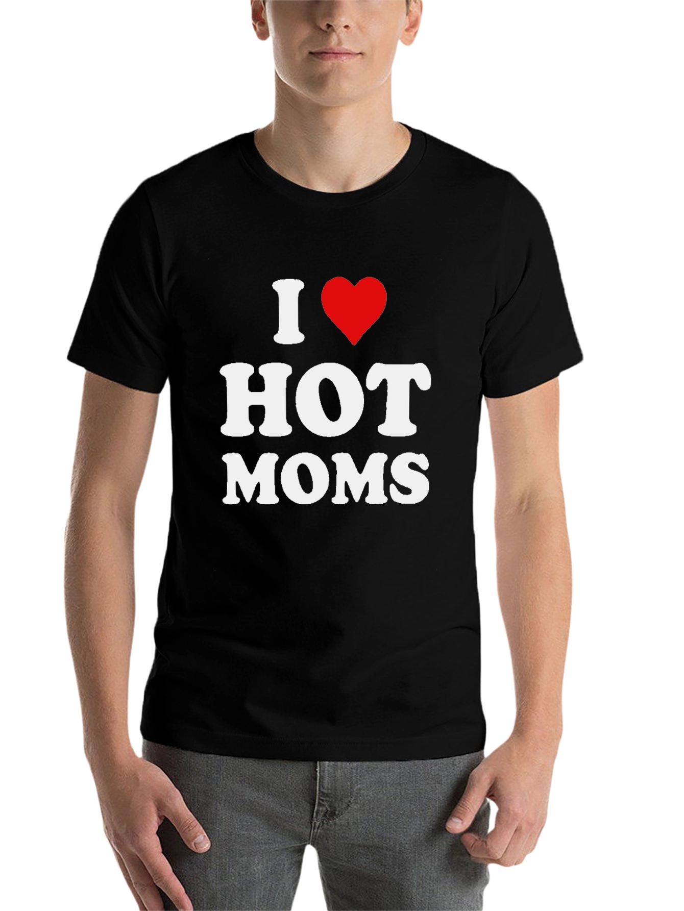 Black I Heart Hot Moms Black T-Shirt view 7