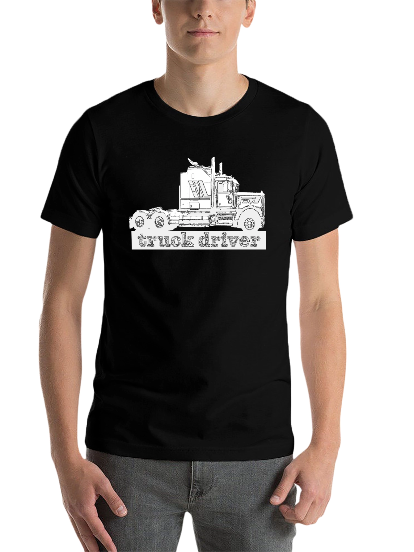 Black Truck Driver T-Shirt - Black Graphic Tee view 7