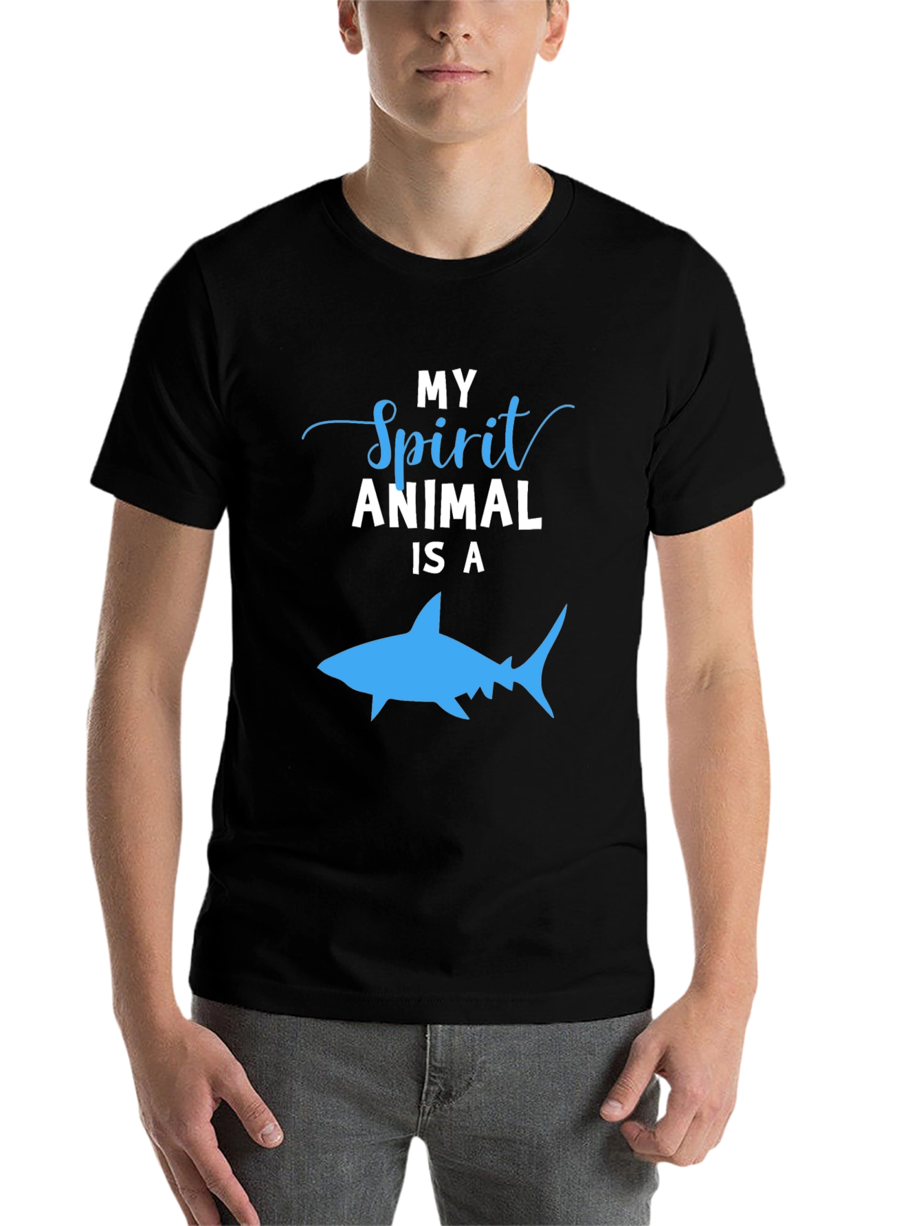 Black My Spirit Animal is a Shark T-Shirt, Black view 7