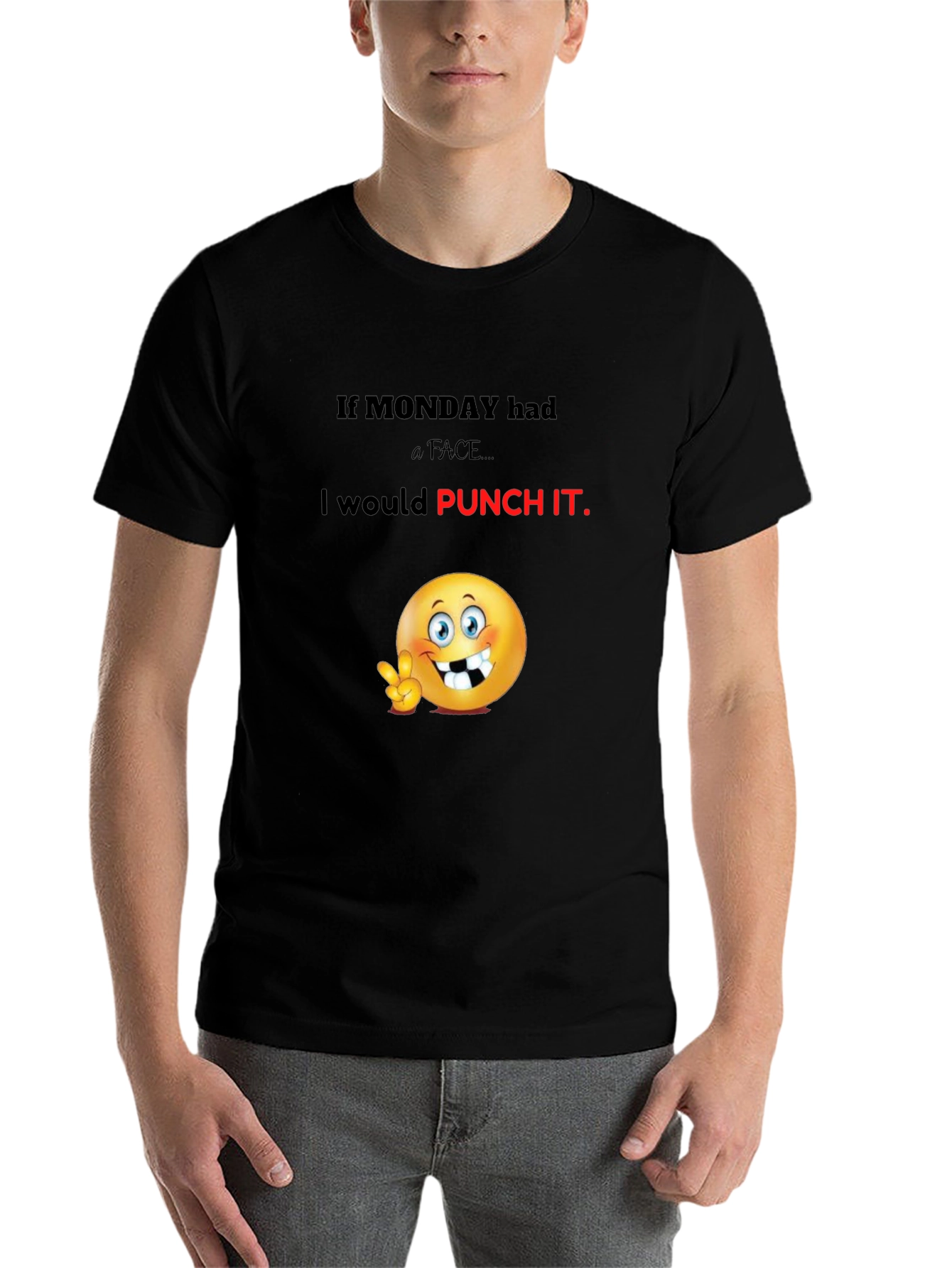 Black Monday Face Punch Graphic Tee - Black view 7