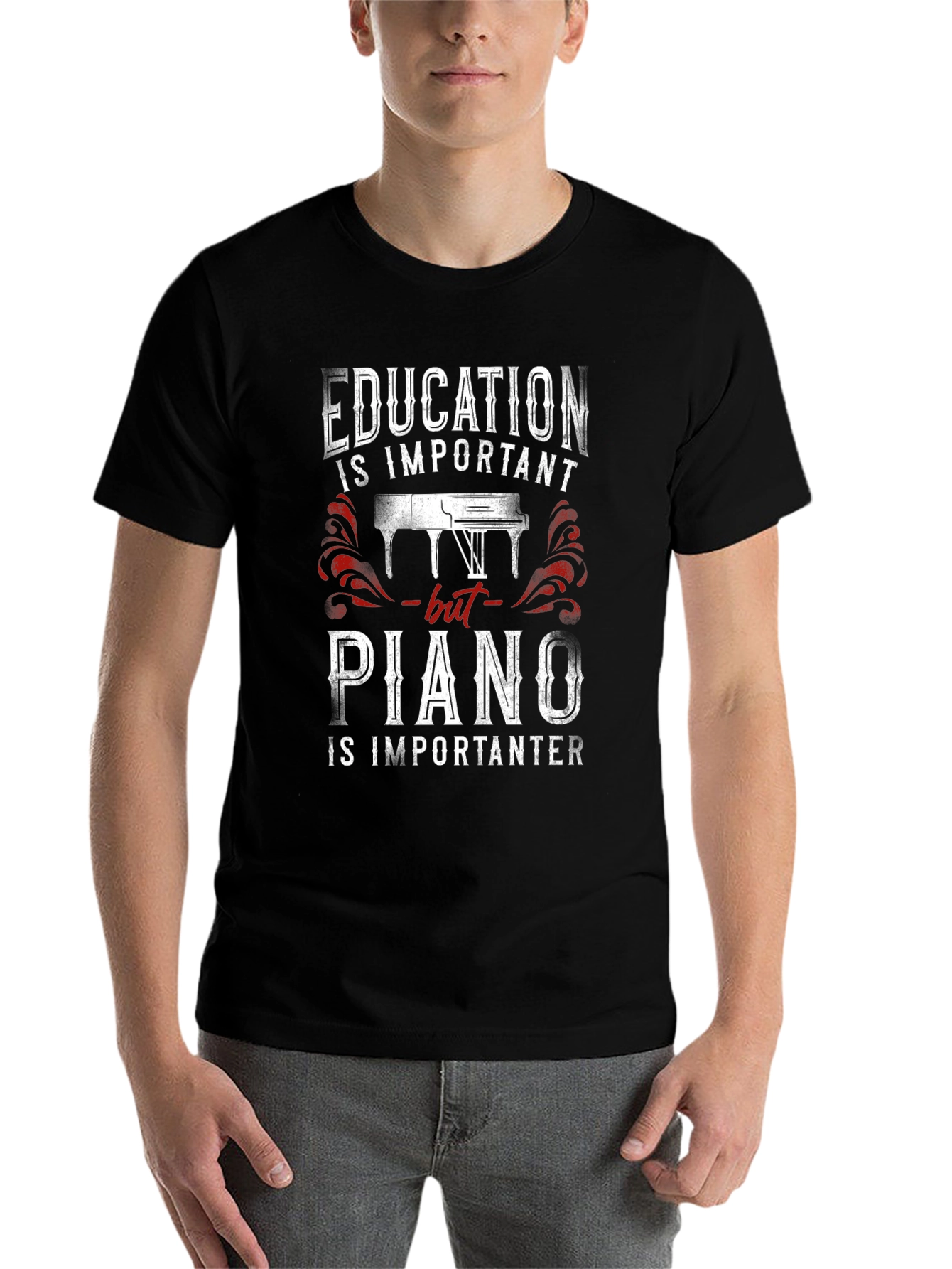 Black Education vs Piano T-Shirt view 7
