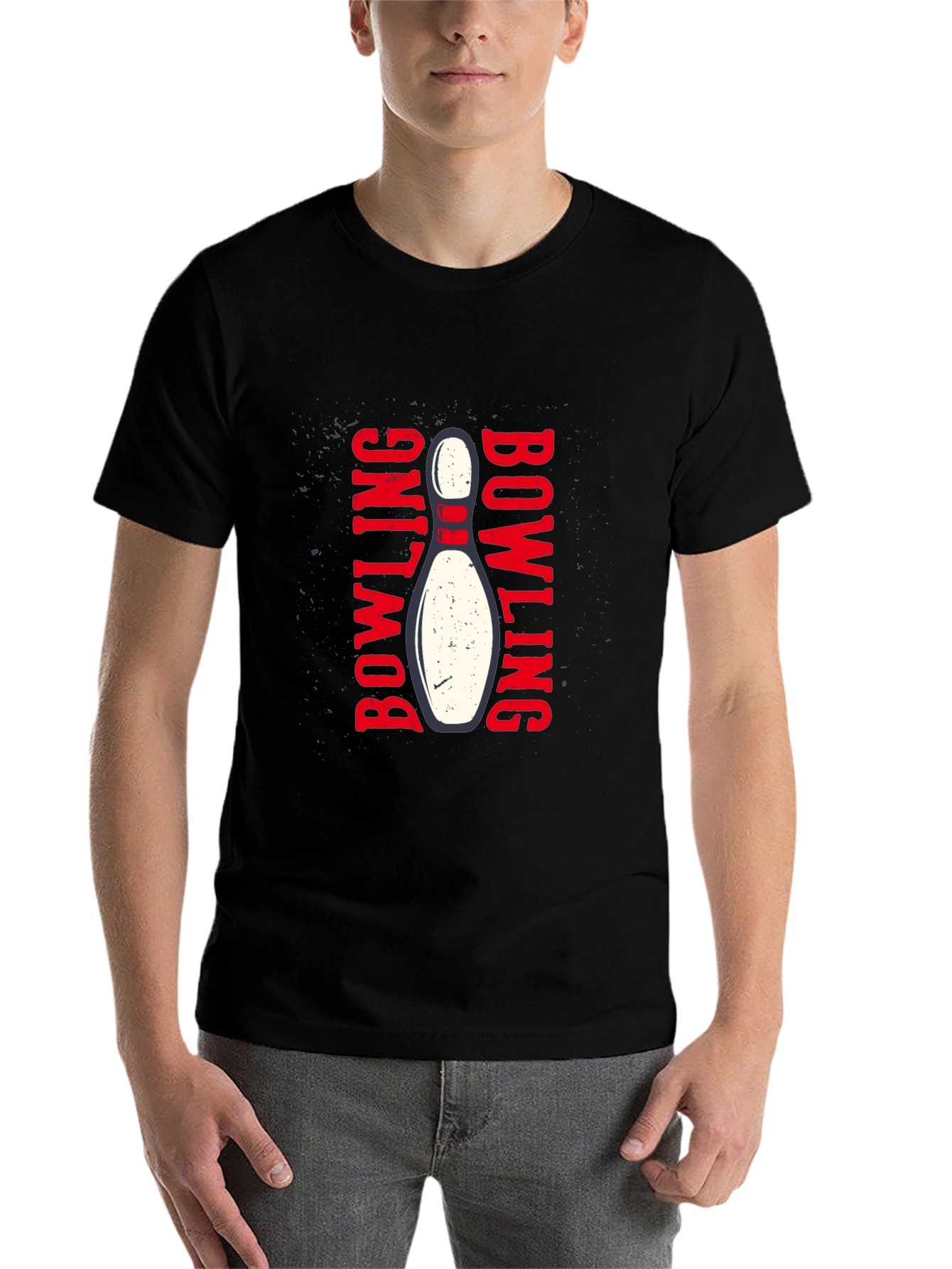 Black Bowling Strike Graphic T-Shirt - Black Cotton Tee view 7