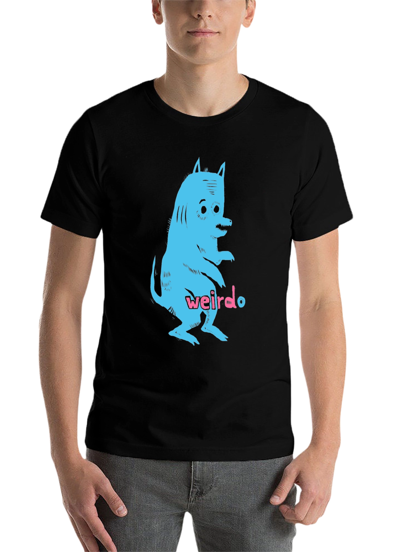 Black Weirdo Monster Graphic Black T-Shirt view 7