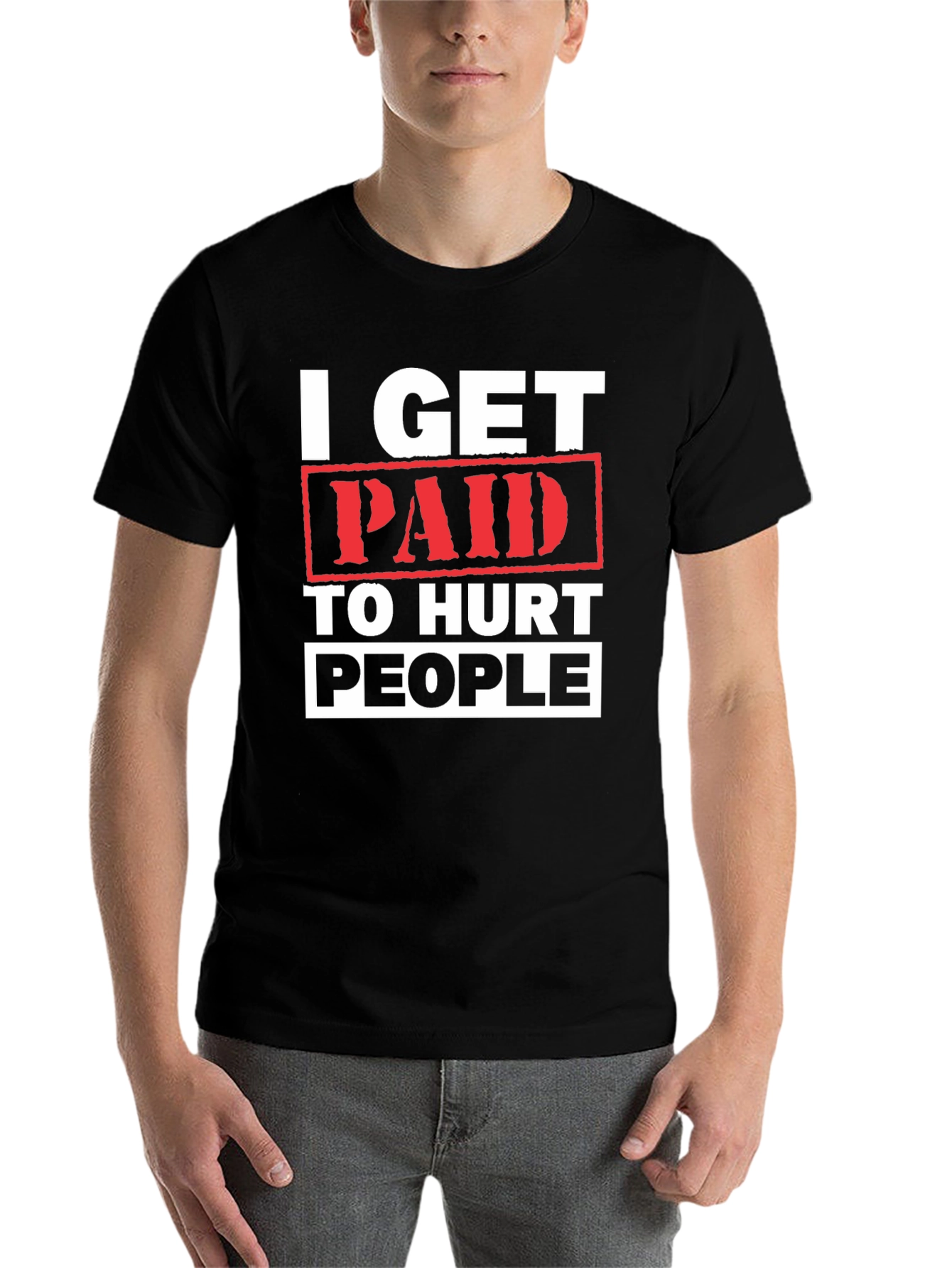 Black I Get Paid To Hurt People Graphic Tee view 7