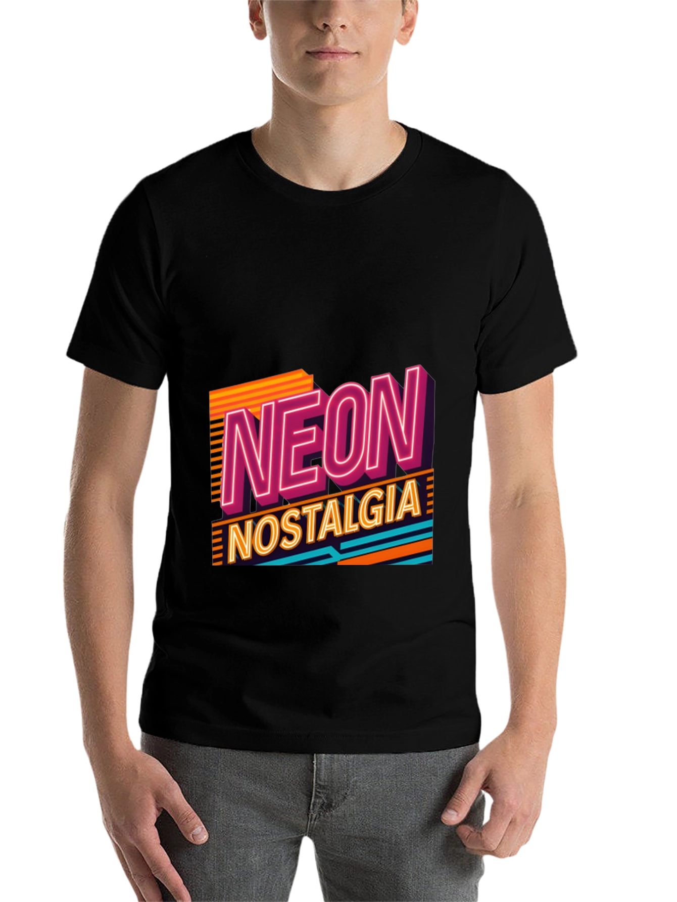 Black Retro Neon Nostalgia Graphic Tee view 7